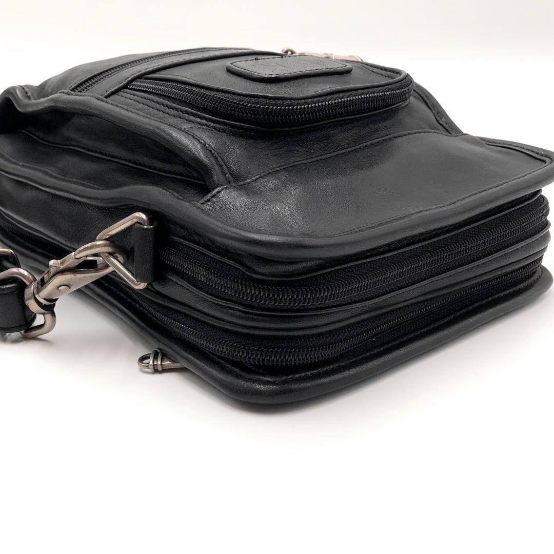 TUMI Leather Black Crossbody Shoulder Bag Travel Organizer Men’s 25cm 17cm