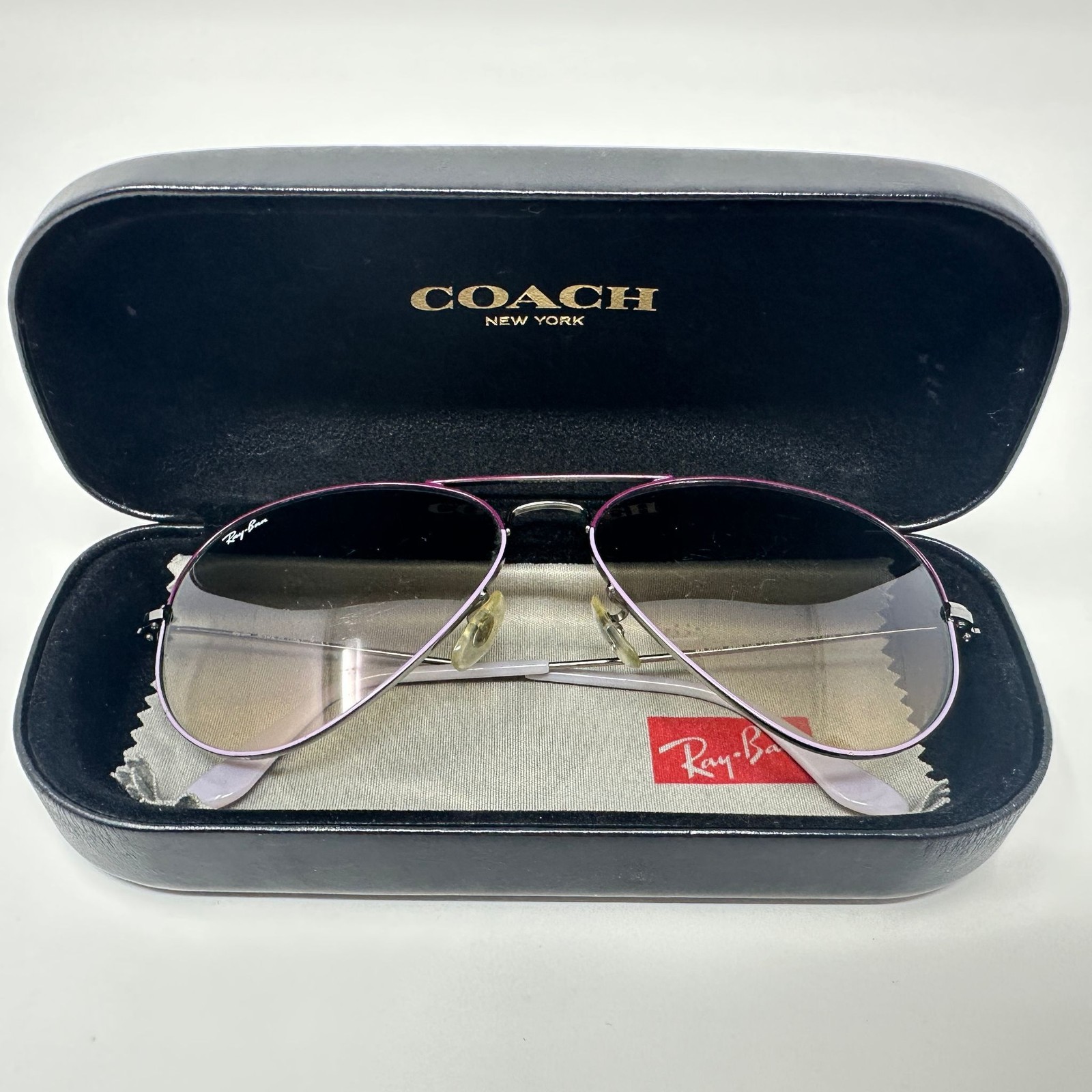 Ray-Ban Aviator Sunglasses Unisex Large Metal RB3025 Purple Frame Lens Scratches