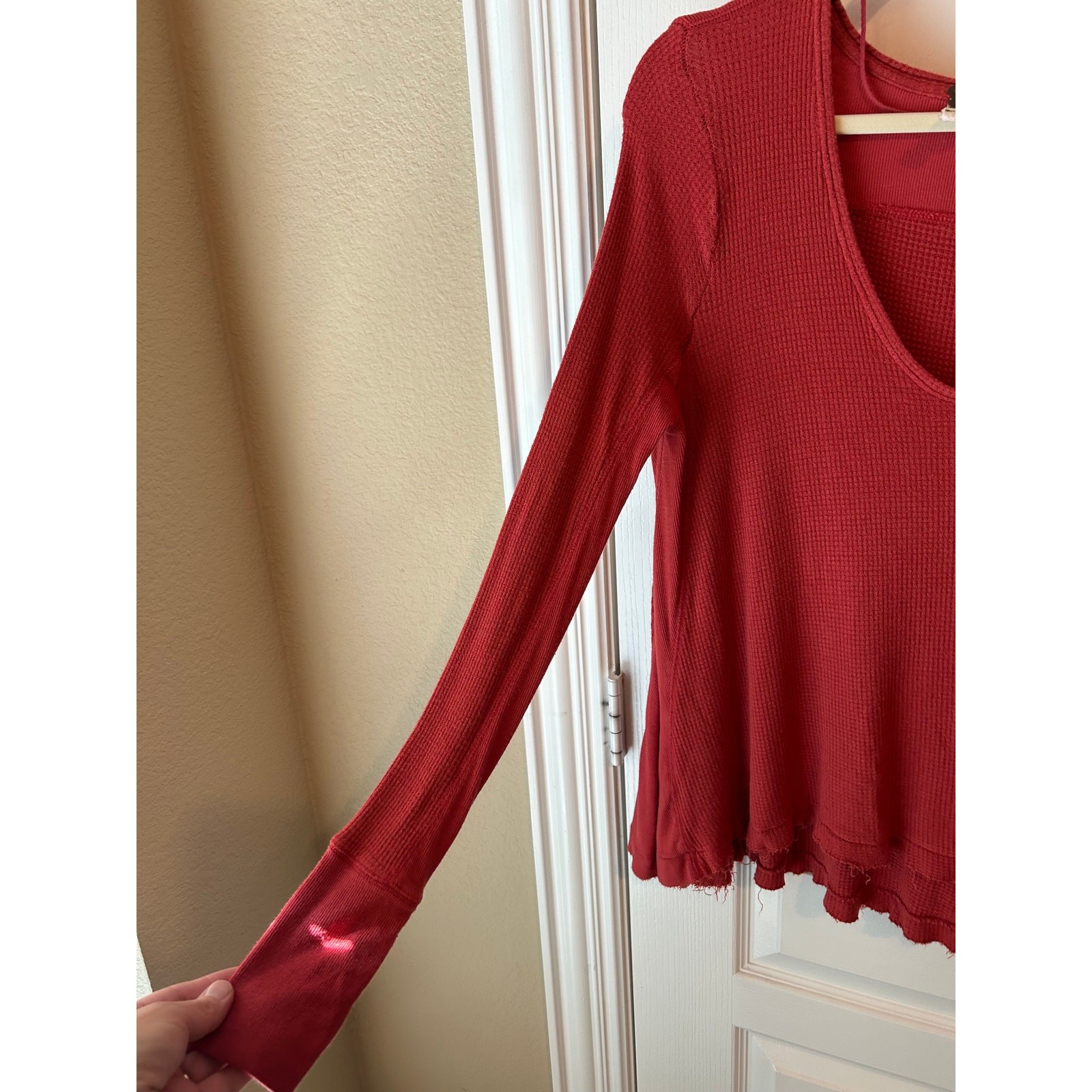 We the Free Brick Red Pullover Thermal Loose Boho Soft Top