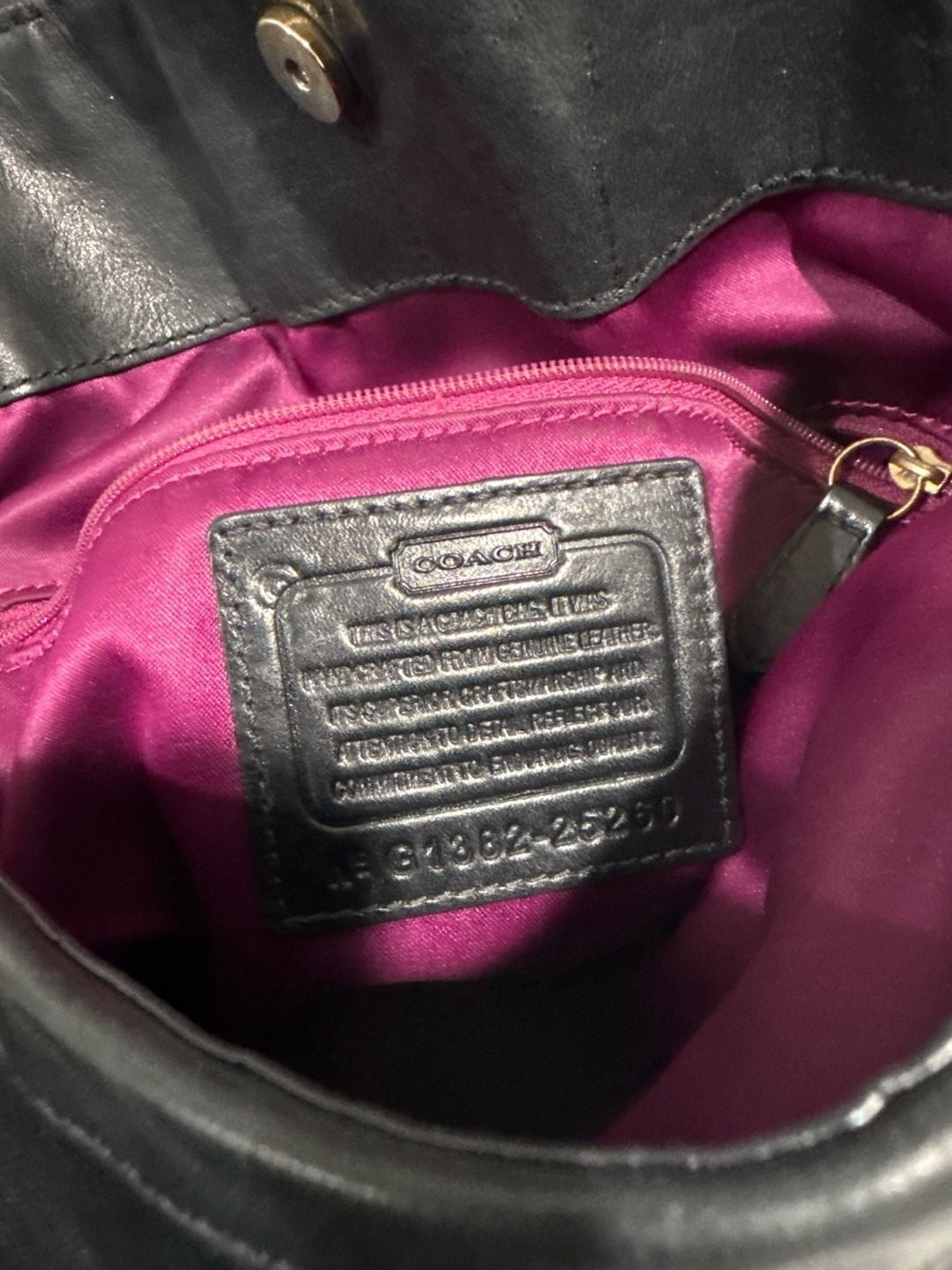 Authentic Coach Black Ruched”Madison” Leather Shoulder Bag