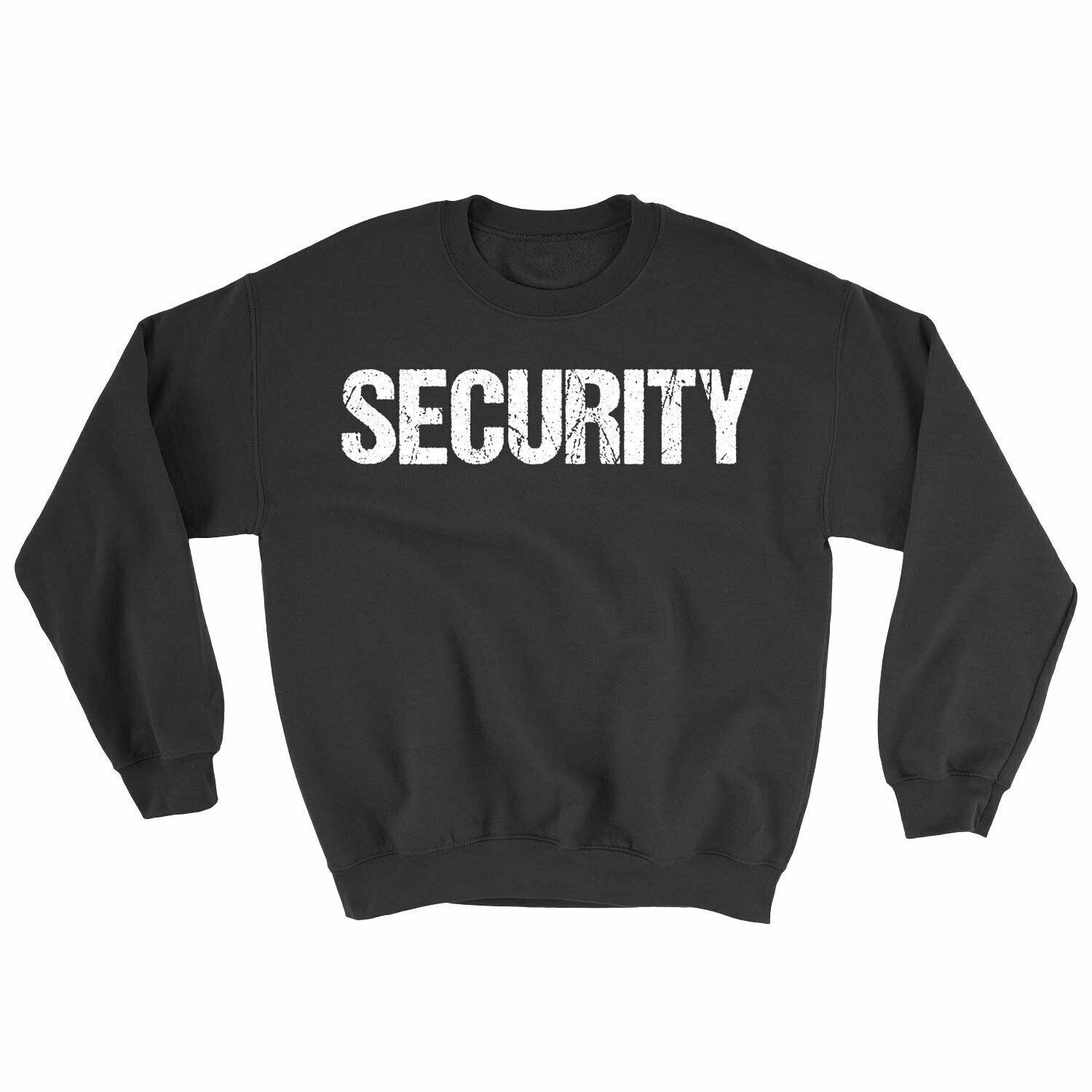 NYC FACTORY Screen Printed Men’s Security Sweatshirt Distressed Front Back…