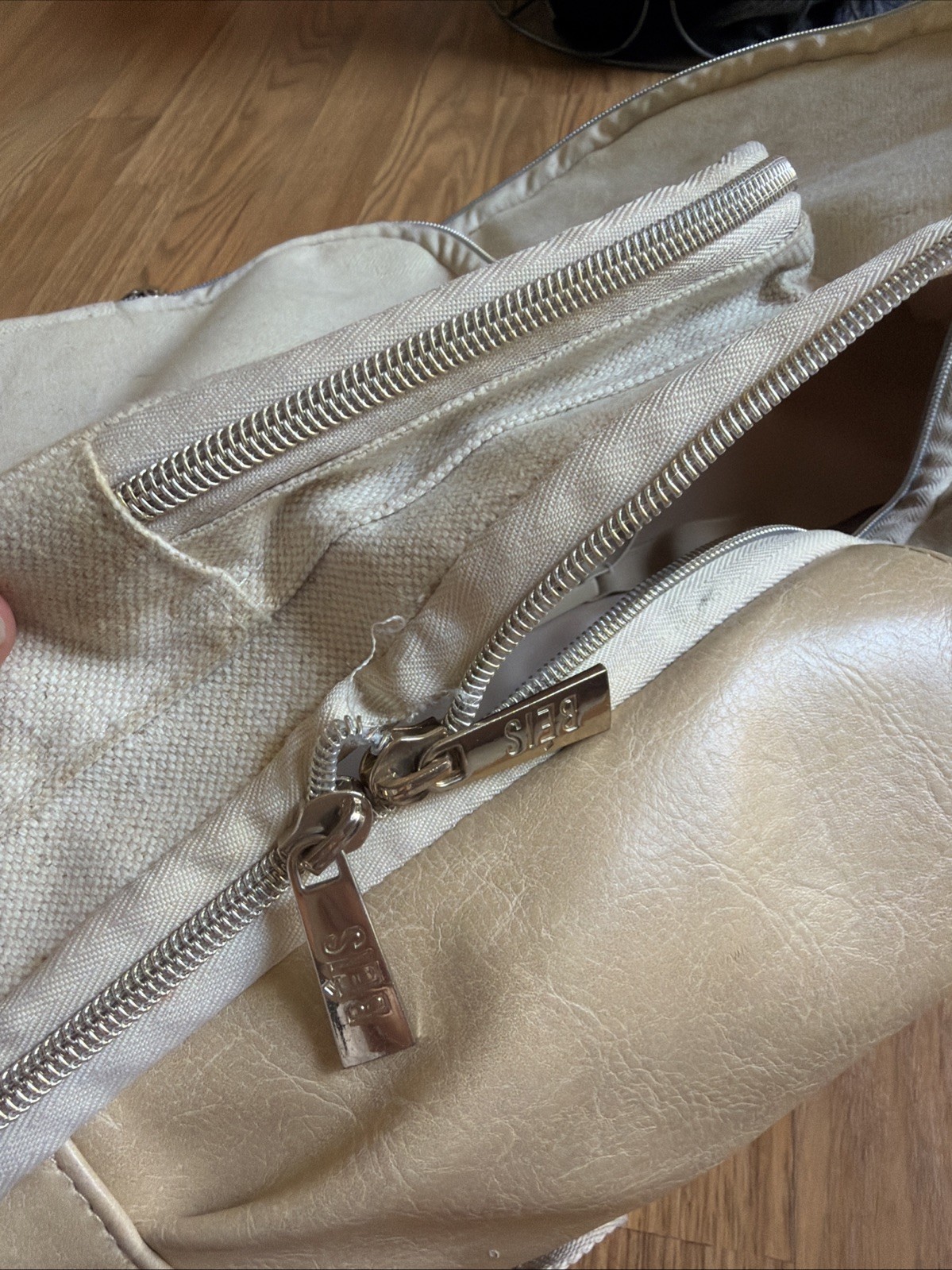 Beis The Backpack In Beige: Damaged