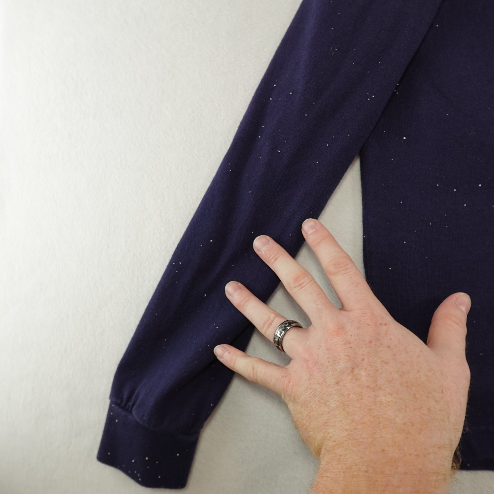 Beanpole Jeans L 105cm Rugby Pullover Large Bike Logo Splatter Flaws