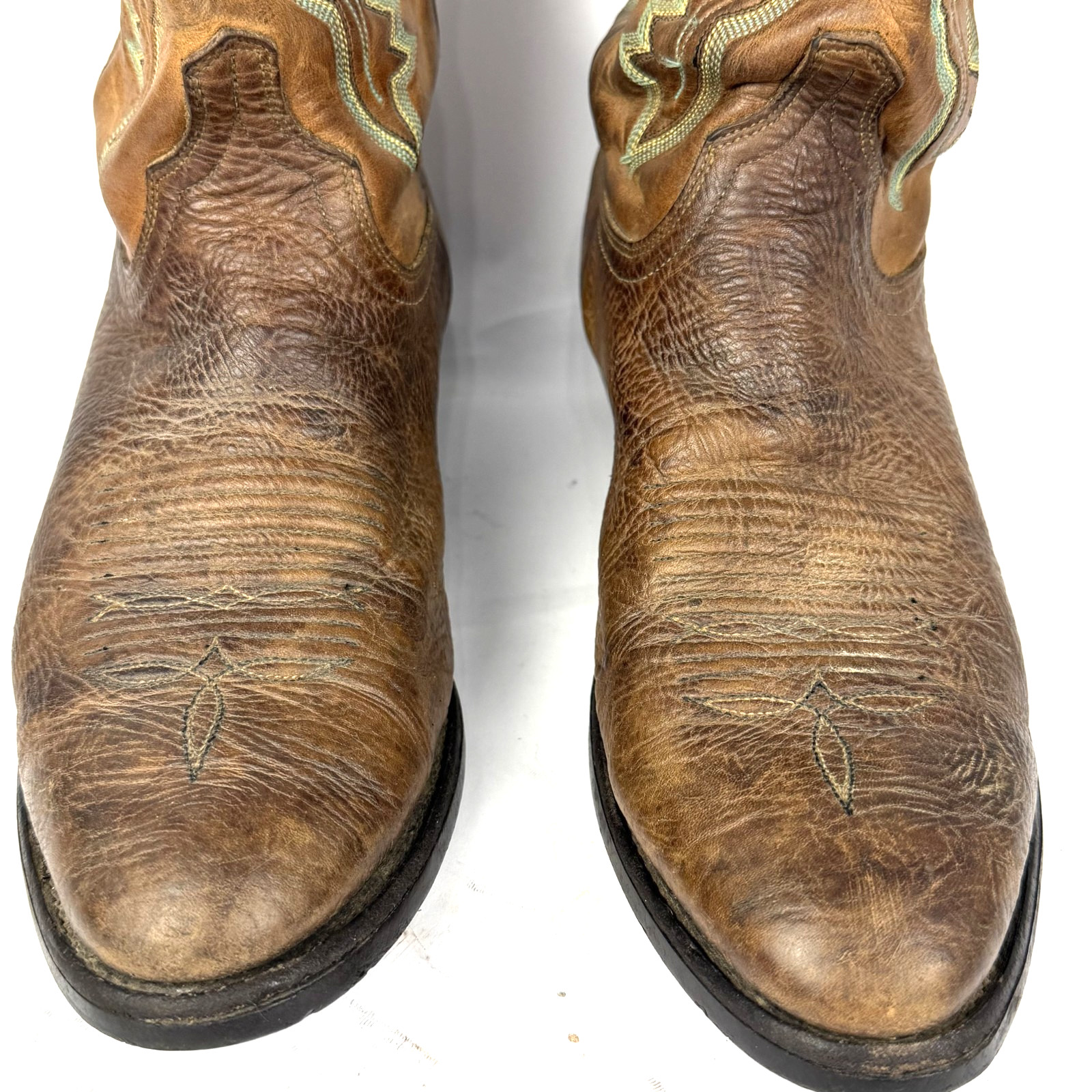 Lucchese 2000 Brown Bullhide Leather Round Toe T3253R Mens Cowboy Boots sz 9.5D