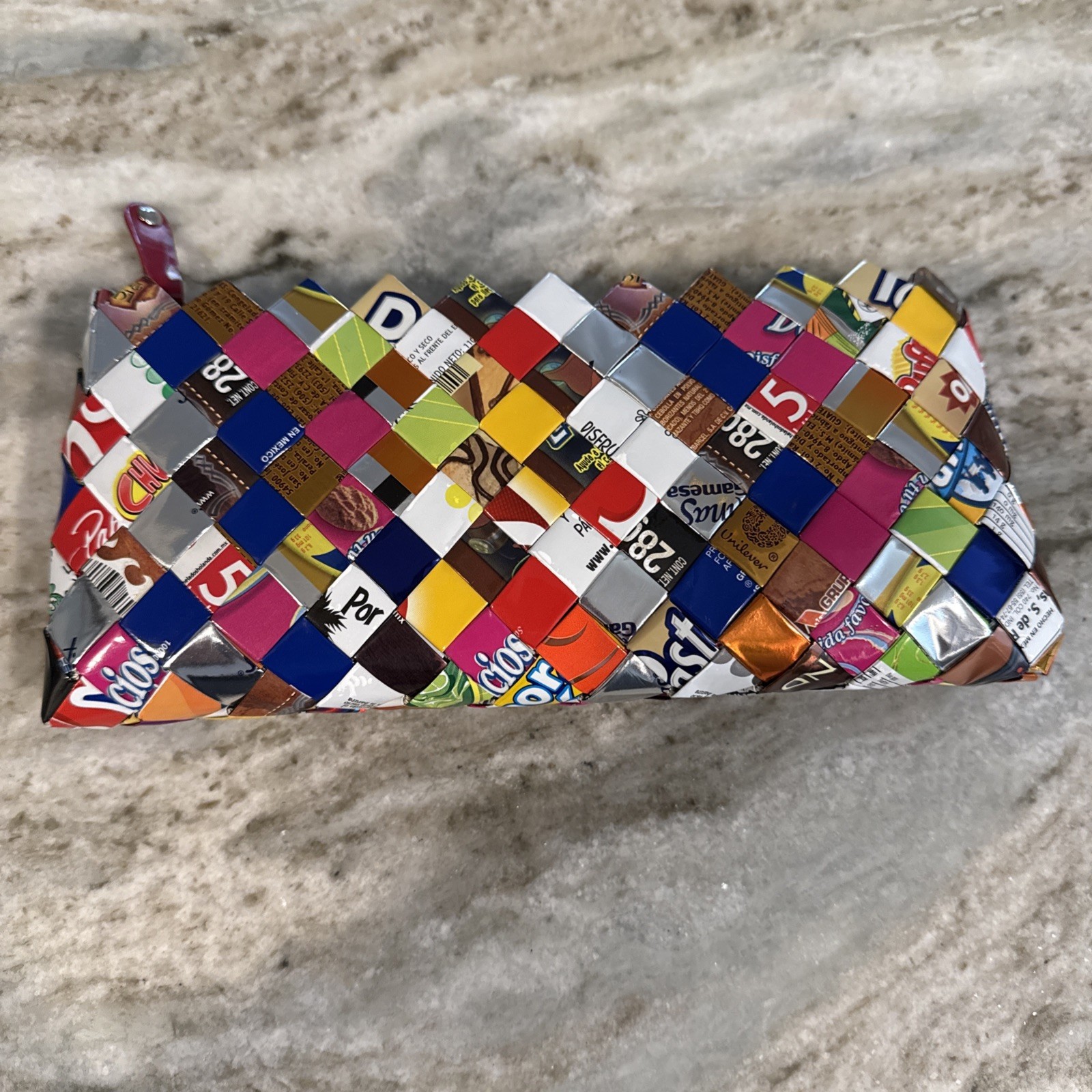 Nahui Ollin Recycled Candy Wrapper Woven Clutch Bag Multicolor Eco