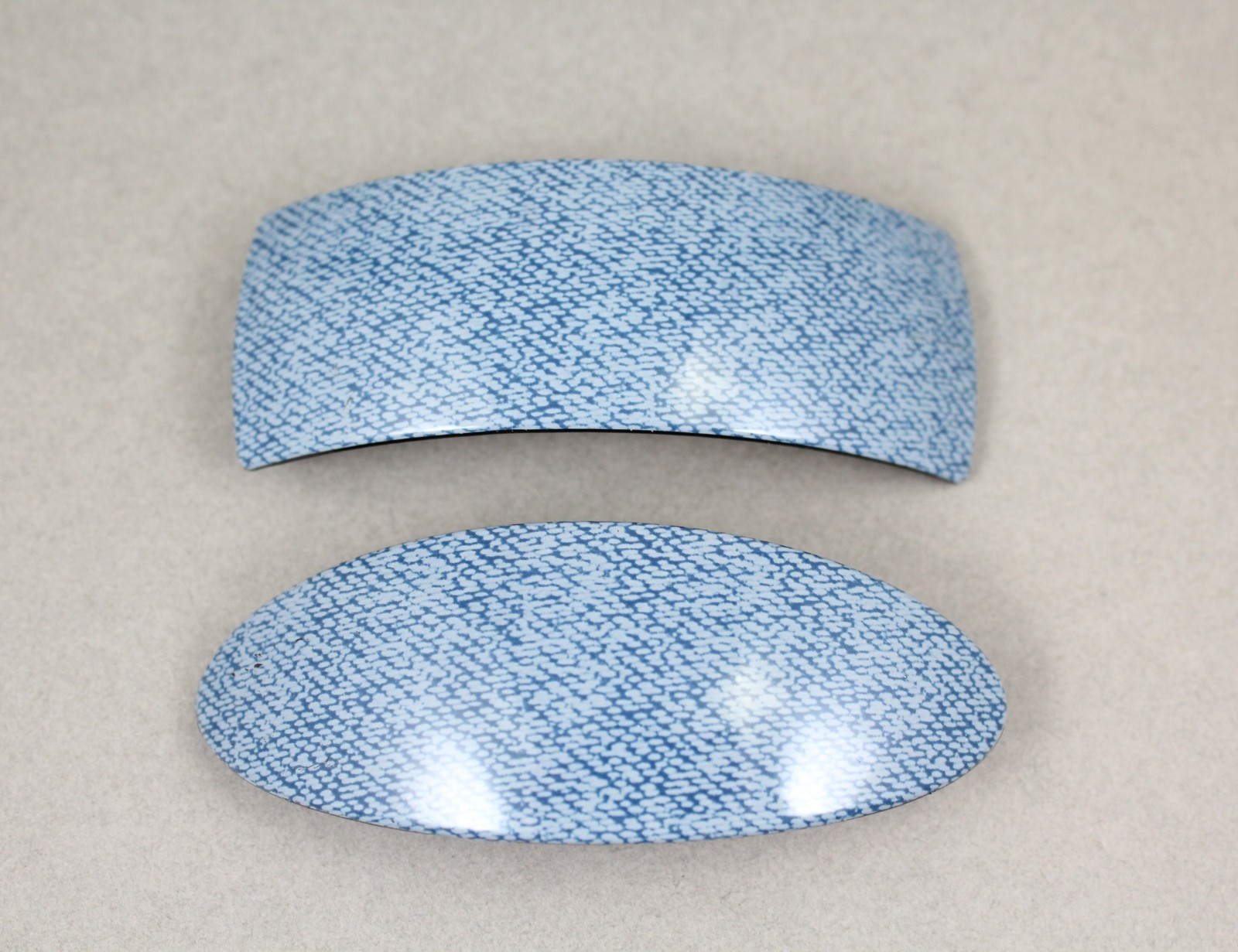 Hair Clips pattern barrette plastic oval hair clip 3 1/8″ long blue #7721