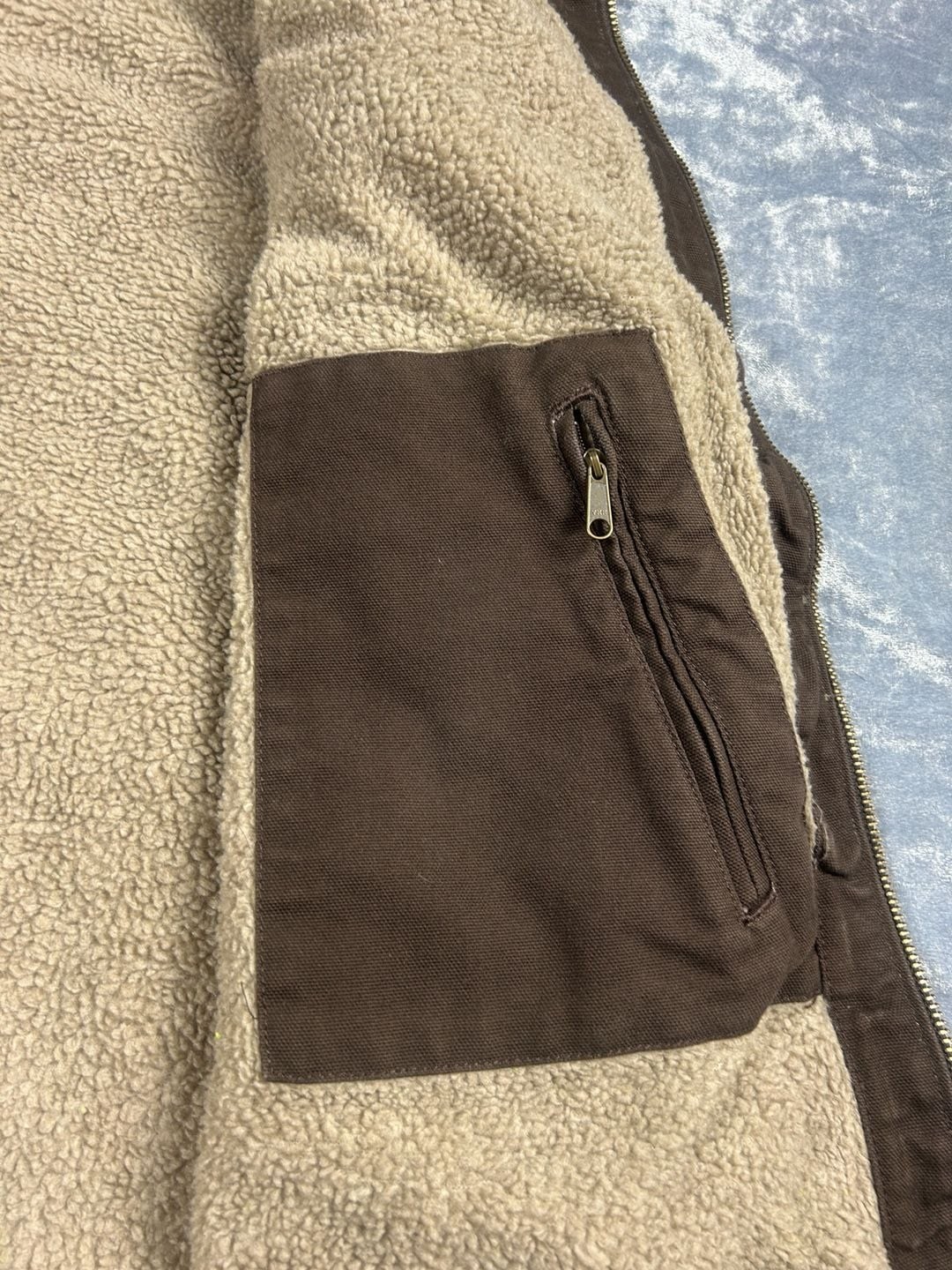 Carhartt Washed Duck Mock-Neck Sherpa-Lined Vest Brown Men’s XL 104277