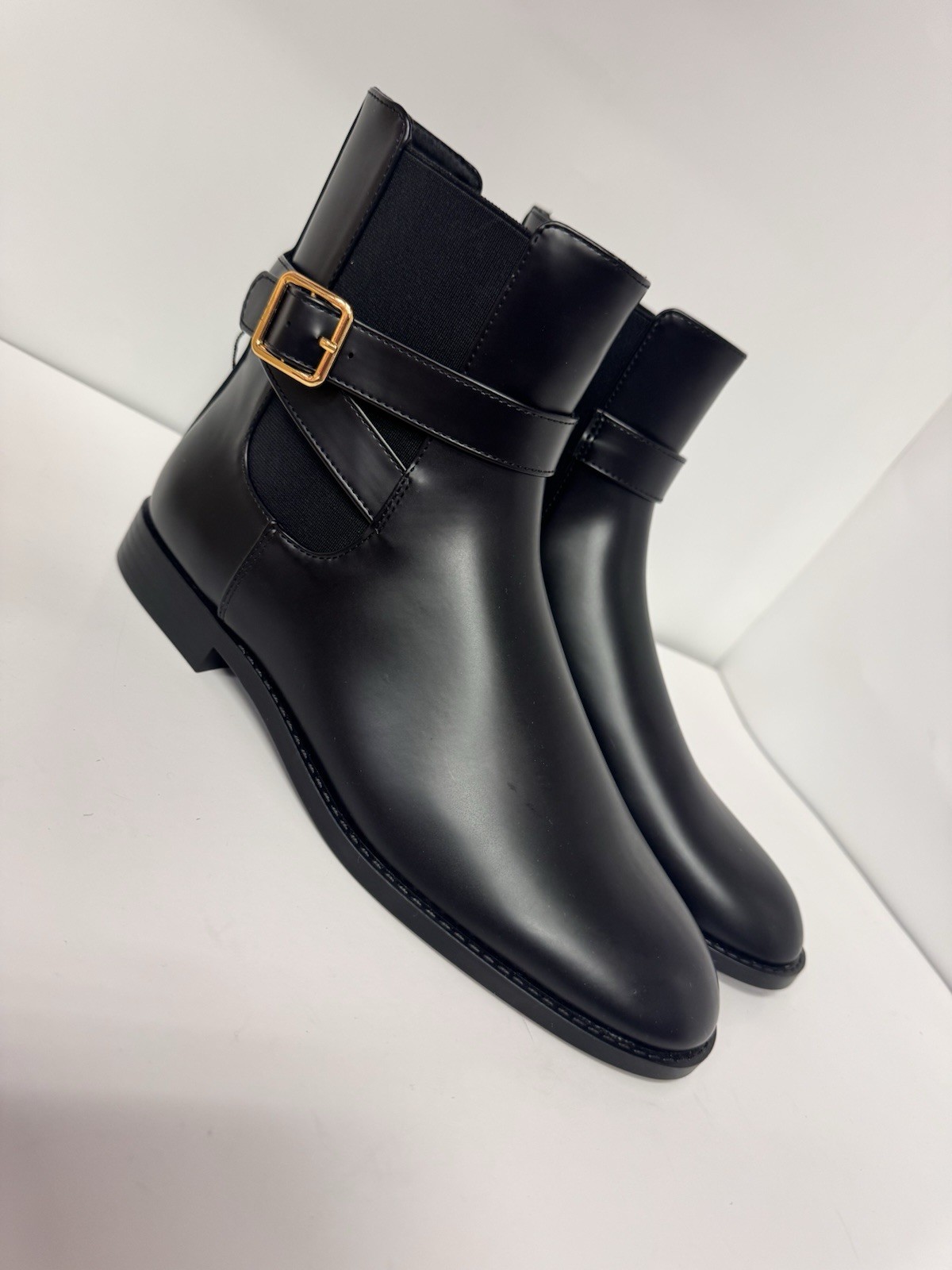 MANGO ANKLE BOOTS WITH ELASTIC PANEL AND BUCKLE WOMENS Sizes 40 NEW NO BOX