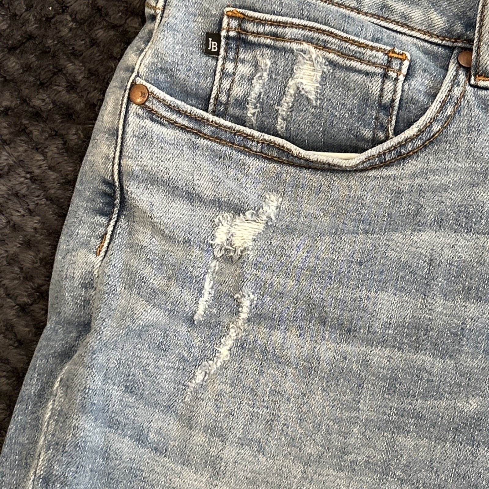 Judy Blue Jeans Control Top Skinny Distressed Jeans Pockets Size 18W Reg Womens