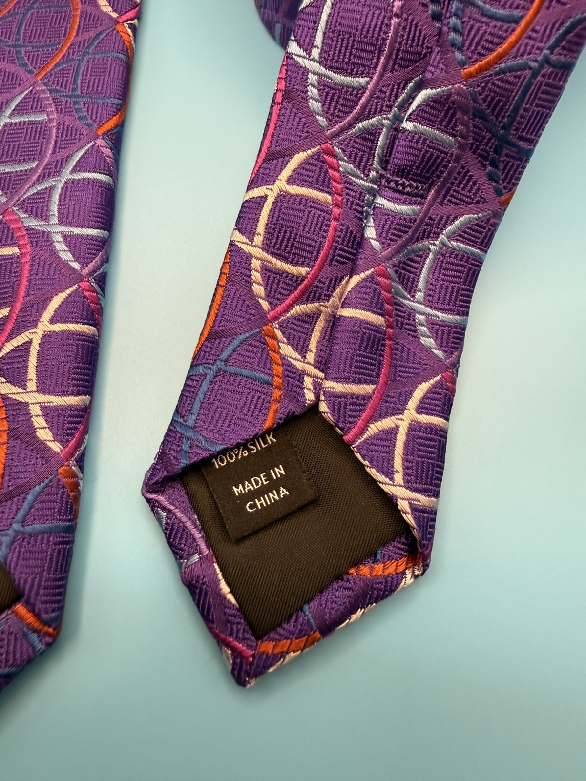 Paul Fredrick Silk Tie Necktie Purple Club Crest Heraldic Made in Italy 58×3.25