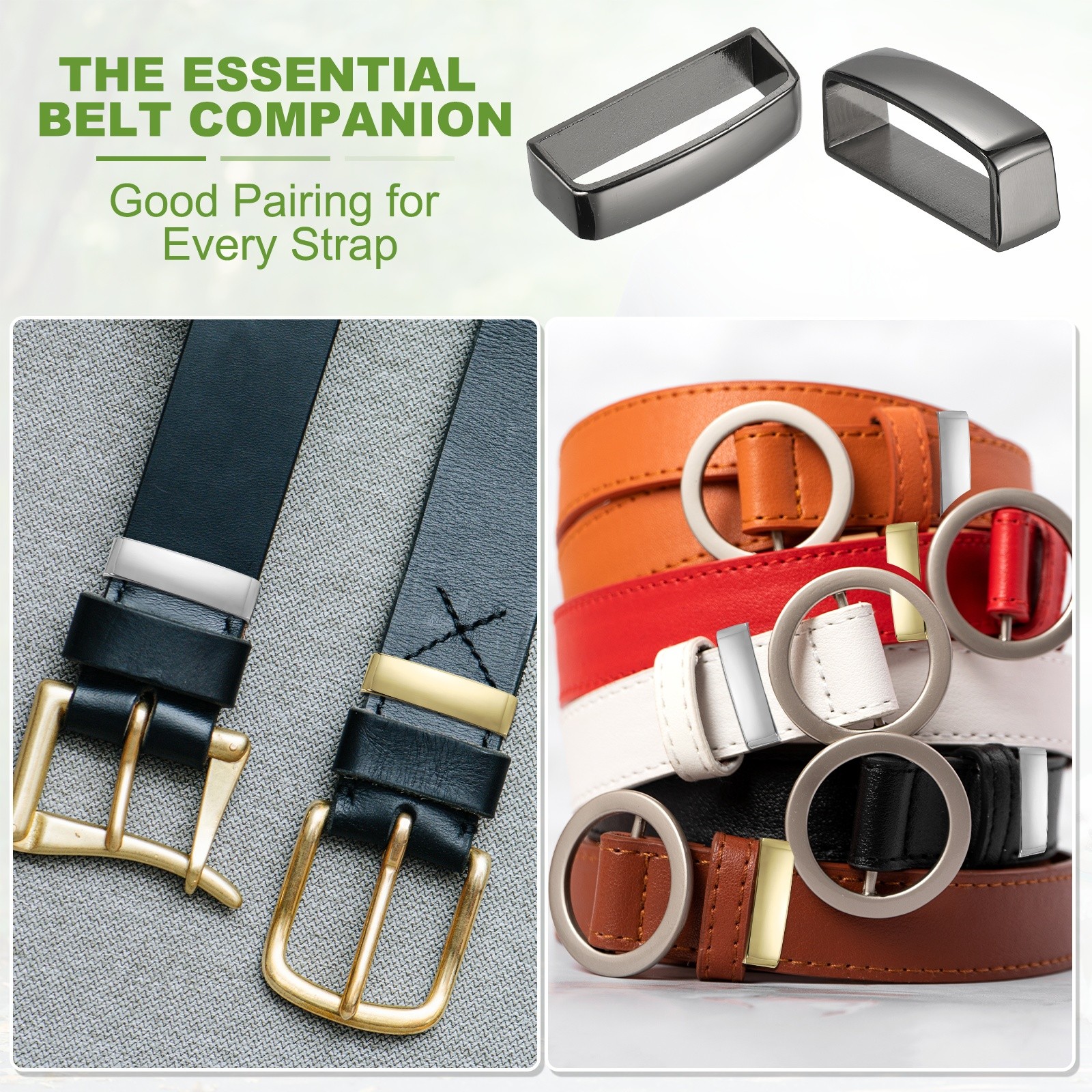 4 Pcs Black 1-1/2 Inch 40mm Belt Loop Keepers Alloy Belt Men’s Buckle for Fixing