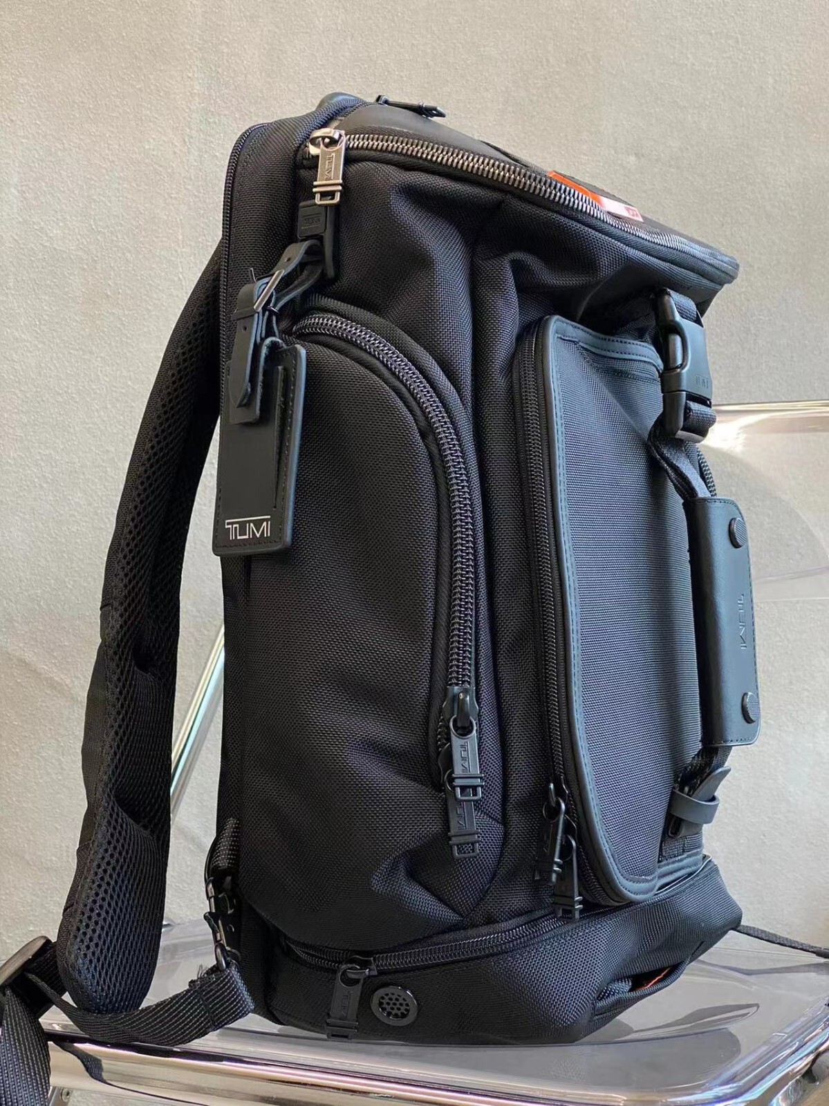 TUMI BACKPACK NYLON / LEATHER BLACK SIZE: 43 X 29 X 19 CM US FREE SHIPPING