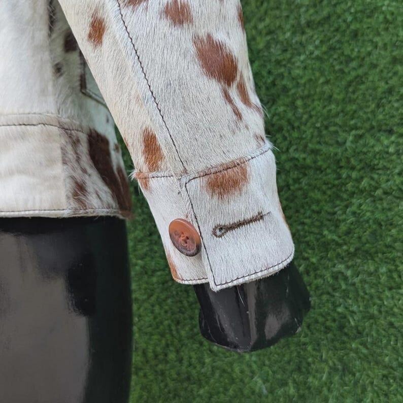 Handmade Genuine Cowhide Fur Leather Jacket – Natural Hair-On Cow Skin