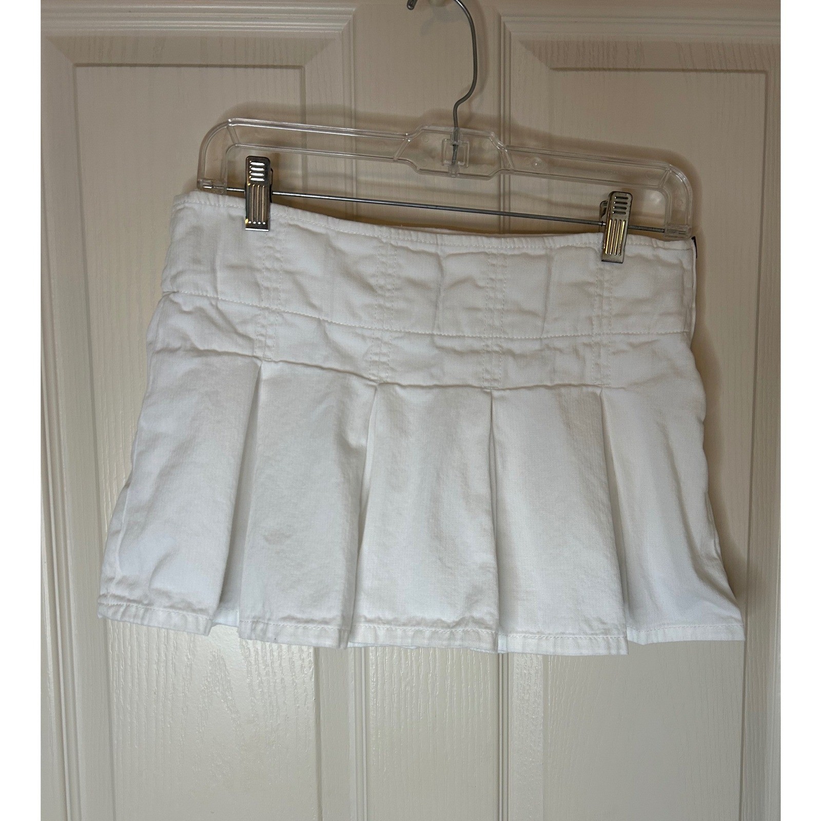 Garage White Pleated Mini Skort Side Zip Cotton Herringbone 100087601 Size M