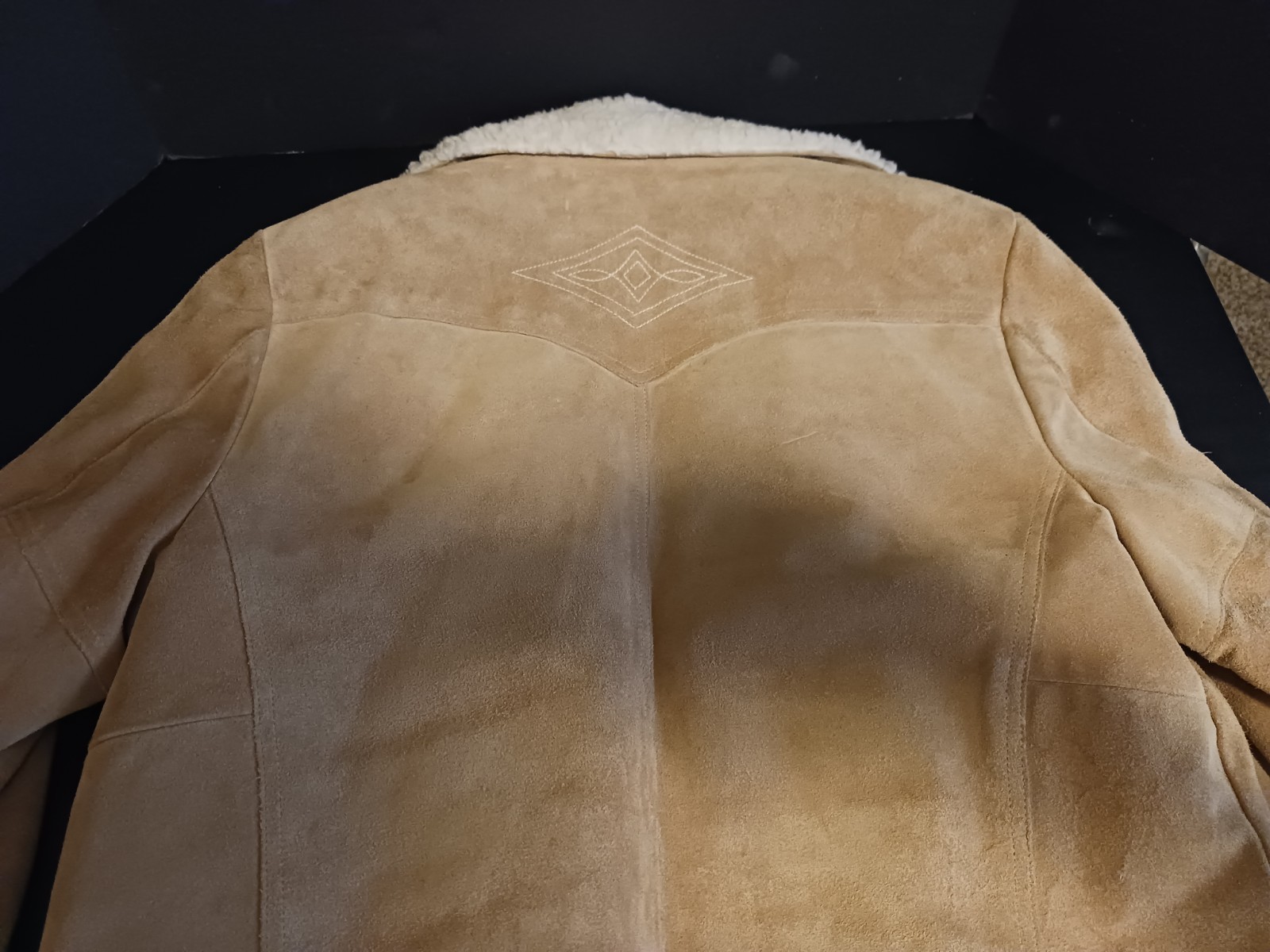 Vintage Levis Suede Cowhide Leather Western Sherpa Jacket Brown Tab Mens L Rare!