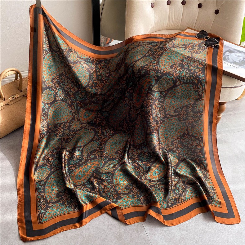 Elegant Silk Scarf (43x43in) Lightweight Versatile Large Size Scarves Wraps