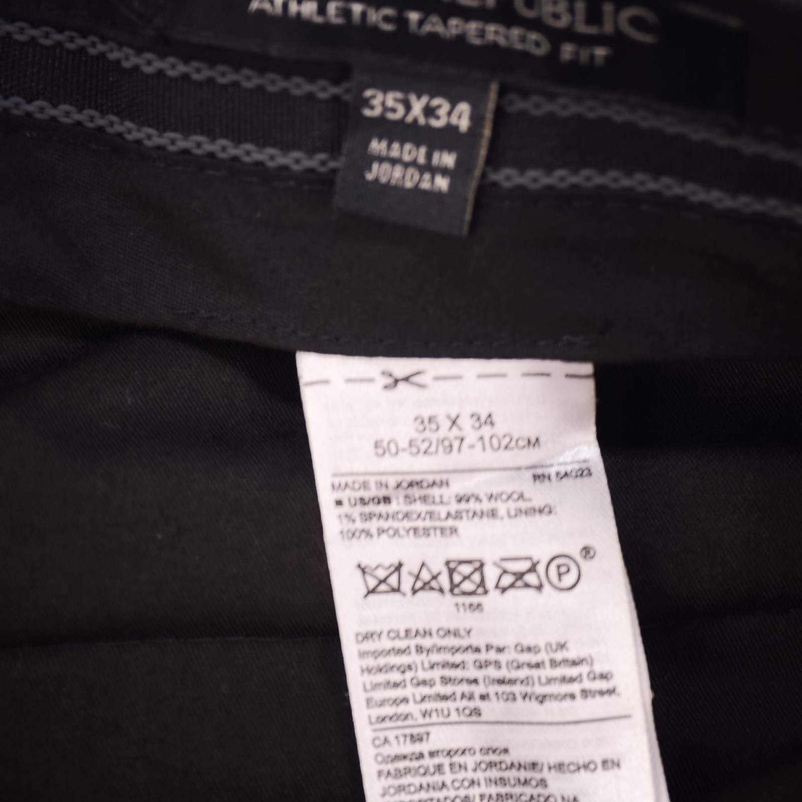 Banana Republic Dress Pants Mens 35×34 Athletic Tapered Fit Marzotto Wool