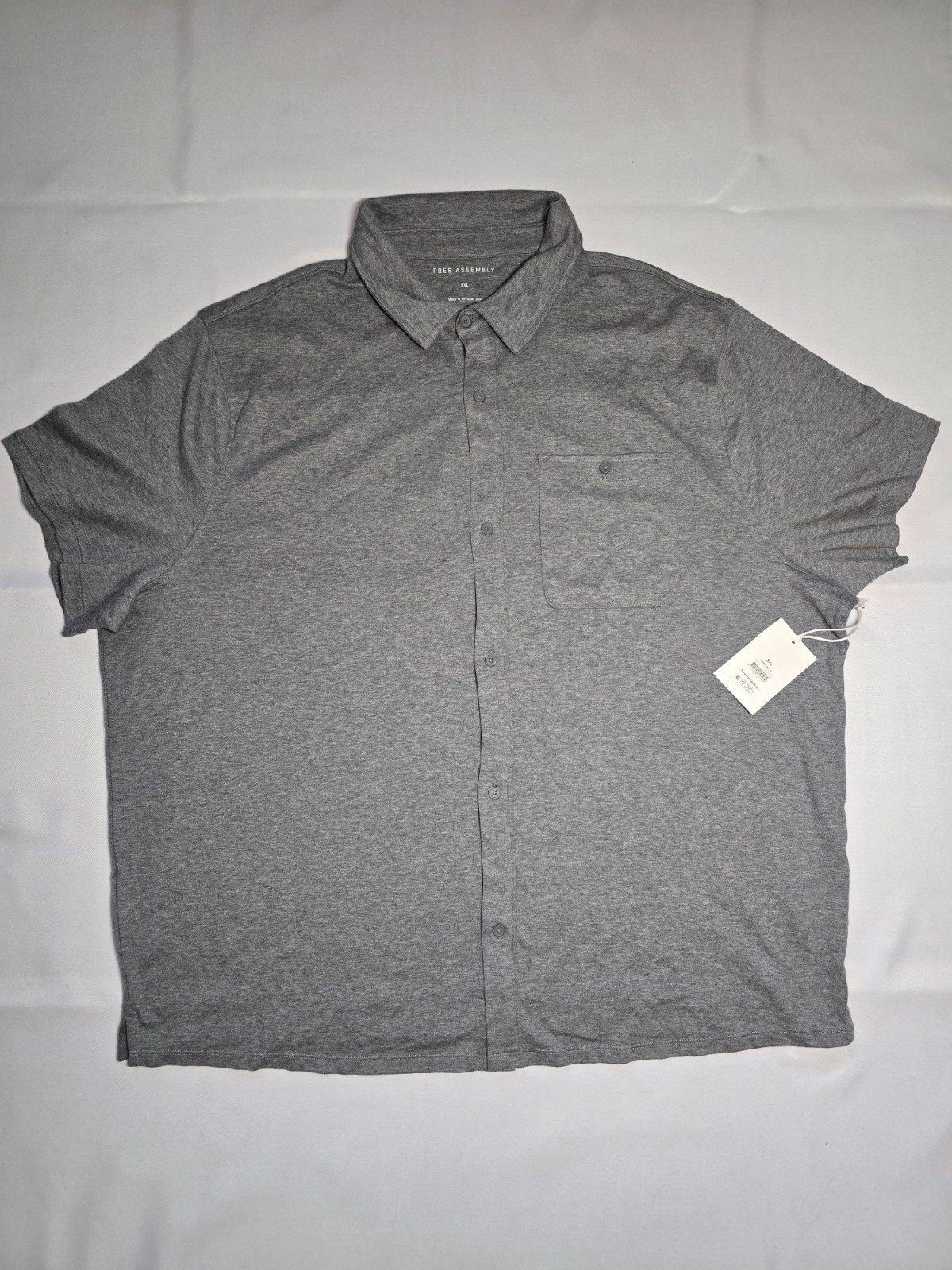 Free Assembly Luxe Button Polo Shirt Heather Gray Men’s Short Sleeve Pocket