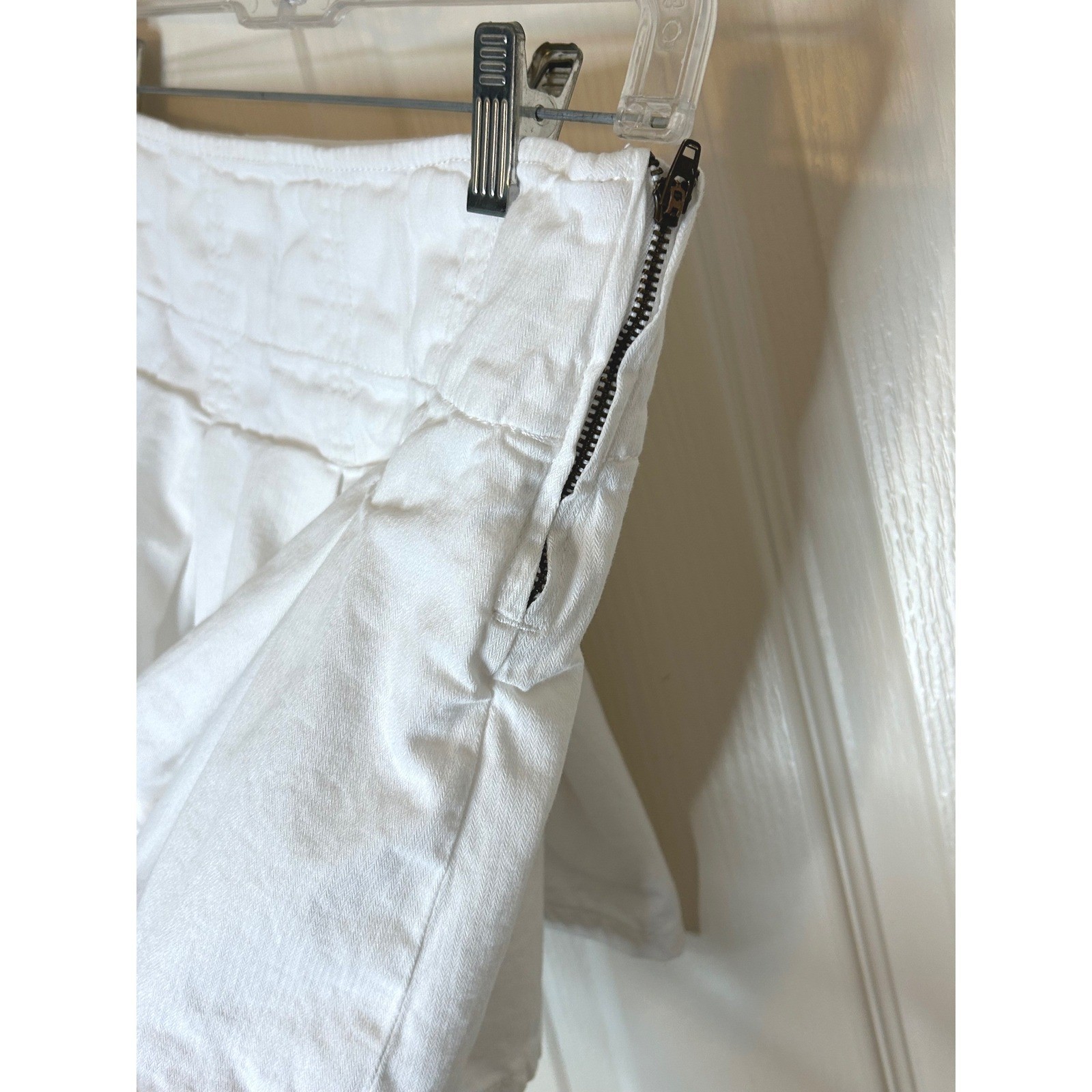 Garage White Pleated Mini Skort Side Zip Cotton Herringbone 100087601 Size M