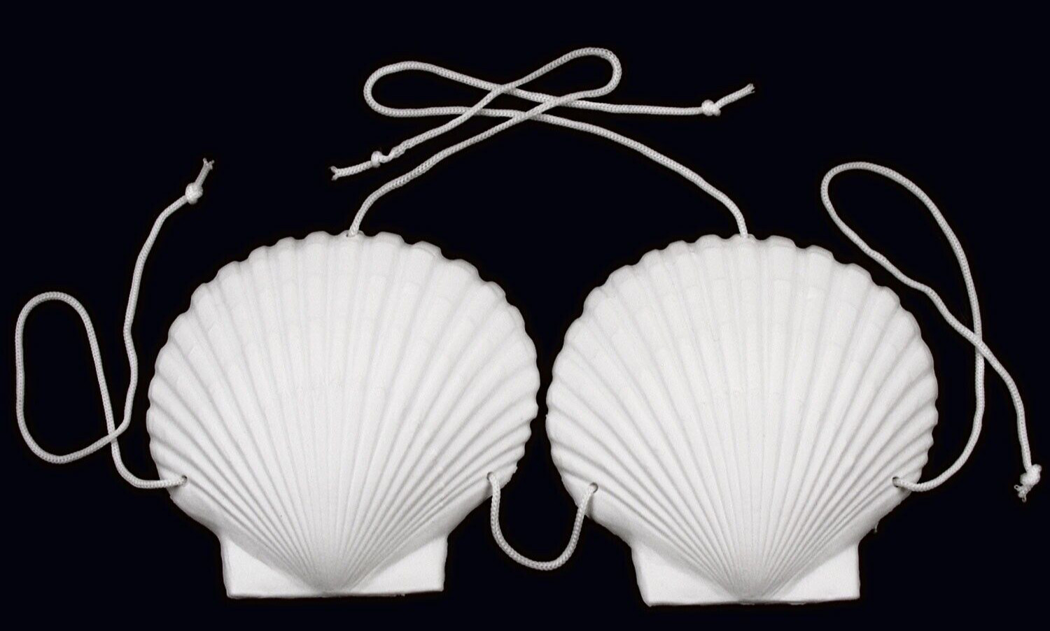 Adult SEA SHELL BRA Costume Luau Mermaid Bikini Top Plastic Hawaiian Party White