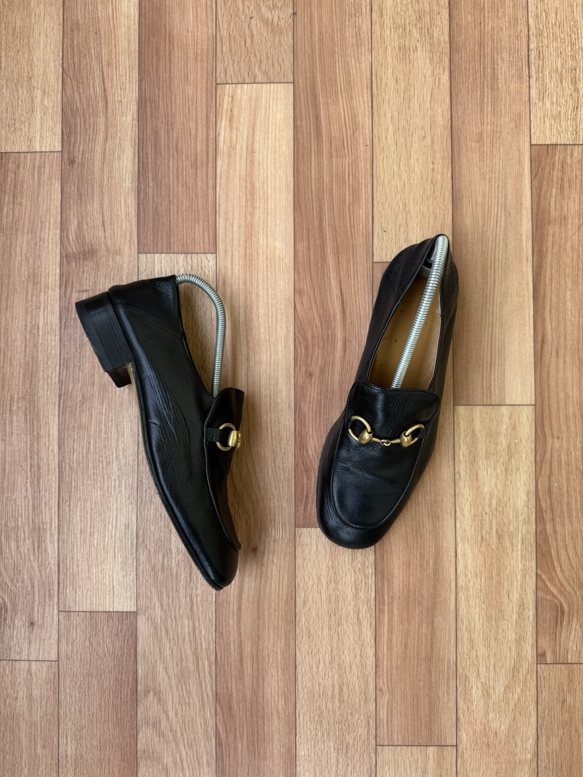 AUTHENTIC GUCCI BLACK LEATHER HORSEBIT SLIP ON LOAFERS SIZE EU 37 , US 7 , UK 4