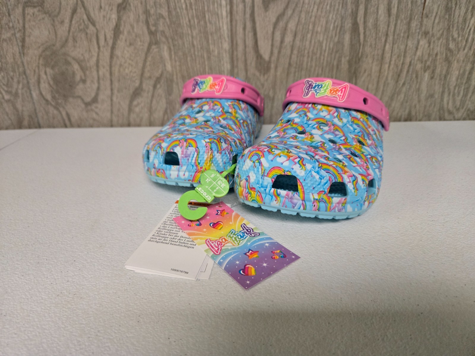 Lisa Frank Crocs Junior Youth Rainbow Unicorn Size Junior J6 – 9.5″ Blue Purple