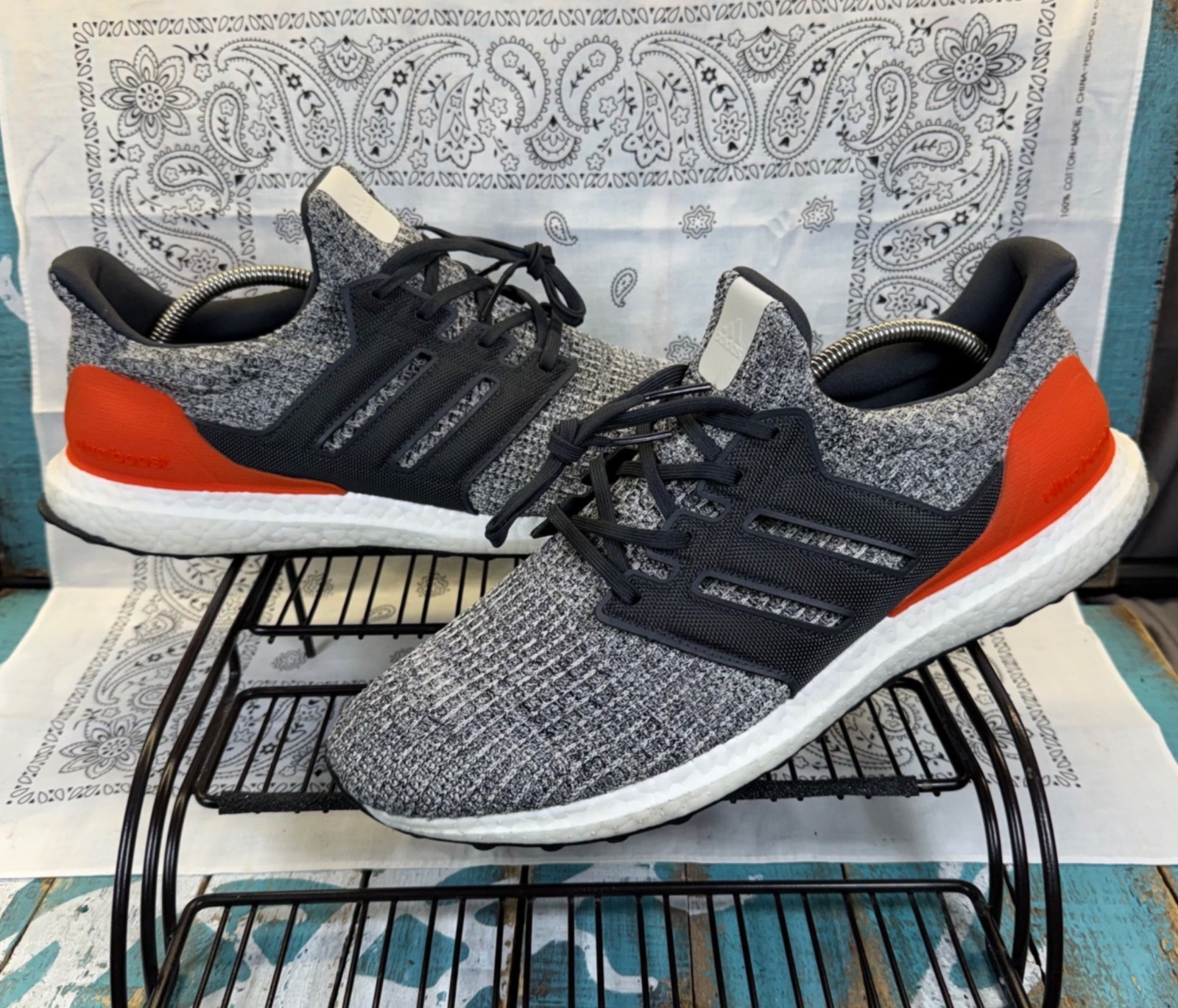 Adidas Ultraboost 4.0 Mens Size 13 White Carbon Orange Running Shoes DB2834 EUC