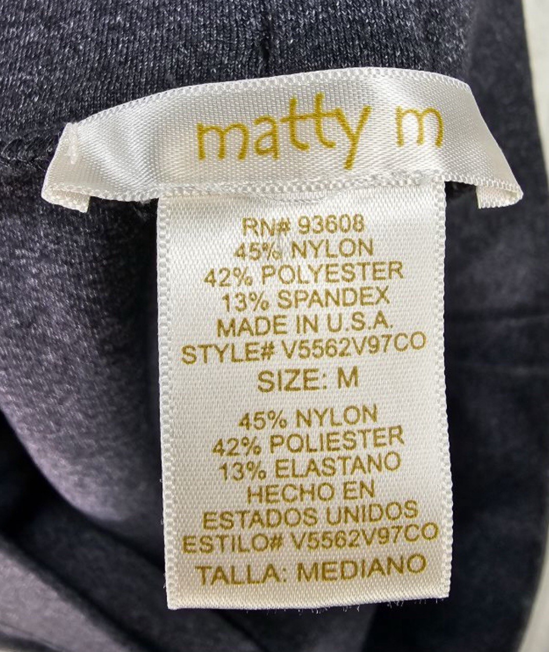 Matty M Black Nylon/Polyester/Spandex Blend Activewear Leggings Size Medium