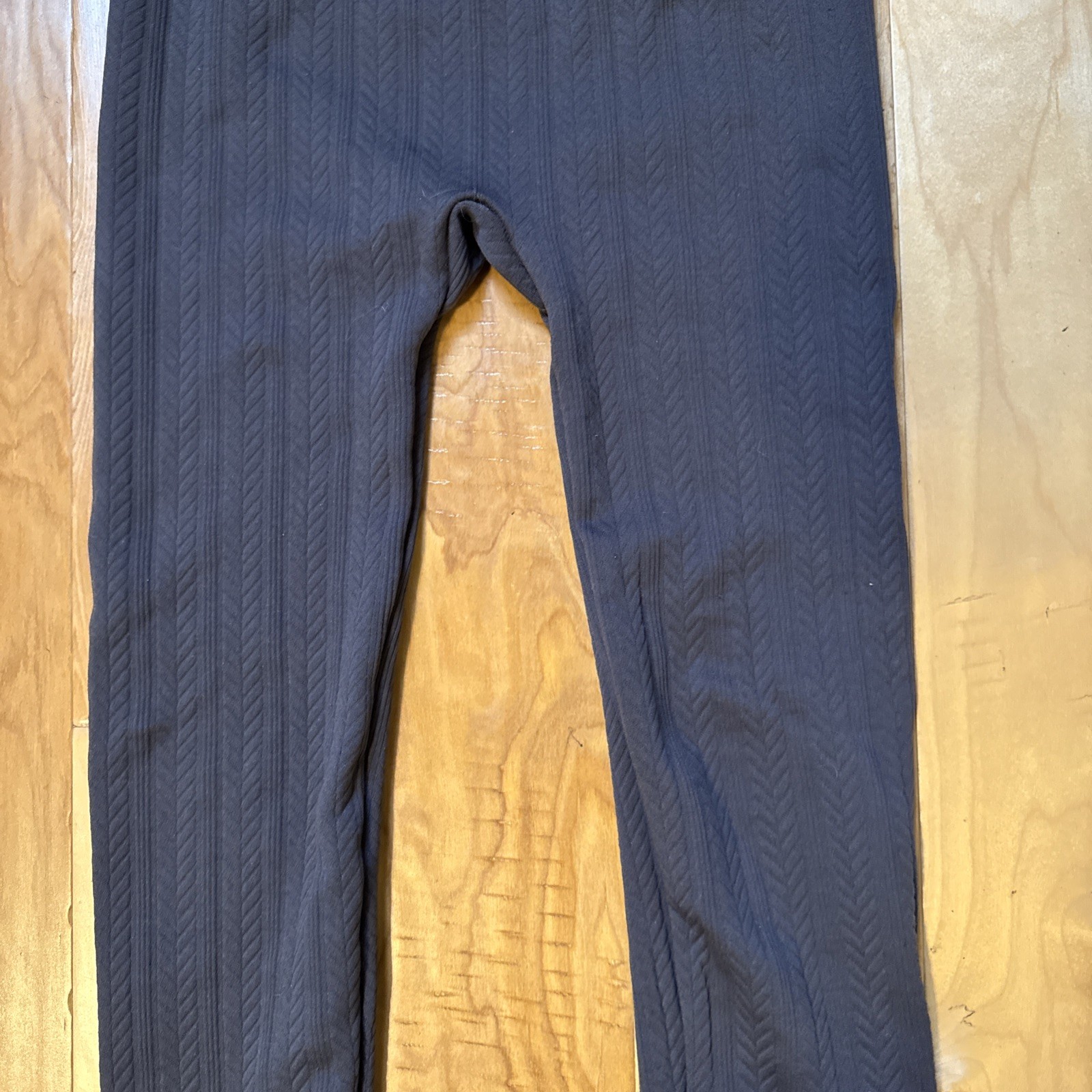 Nautica Womens Ribbed Cable Knit Fleece Lined Leggings S/M Gray EUC