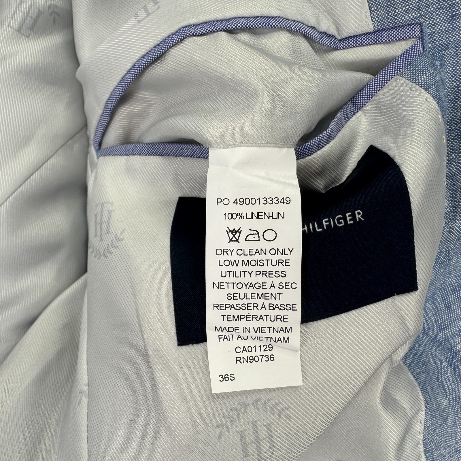 Tommy Hilfiger Mens Modern Fit 100% Linen Solid Sport Coat Blue 36S