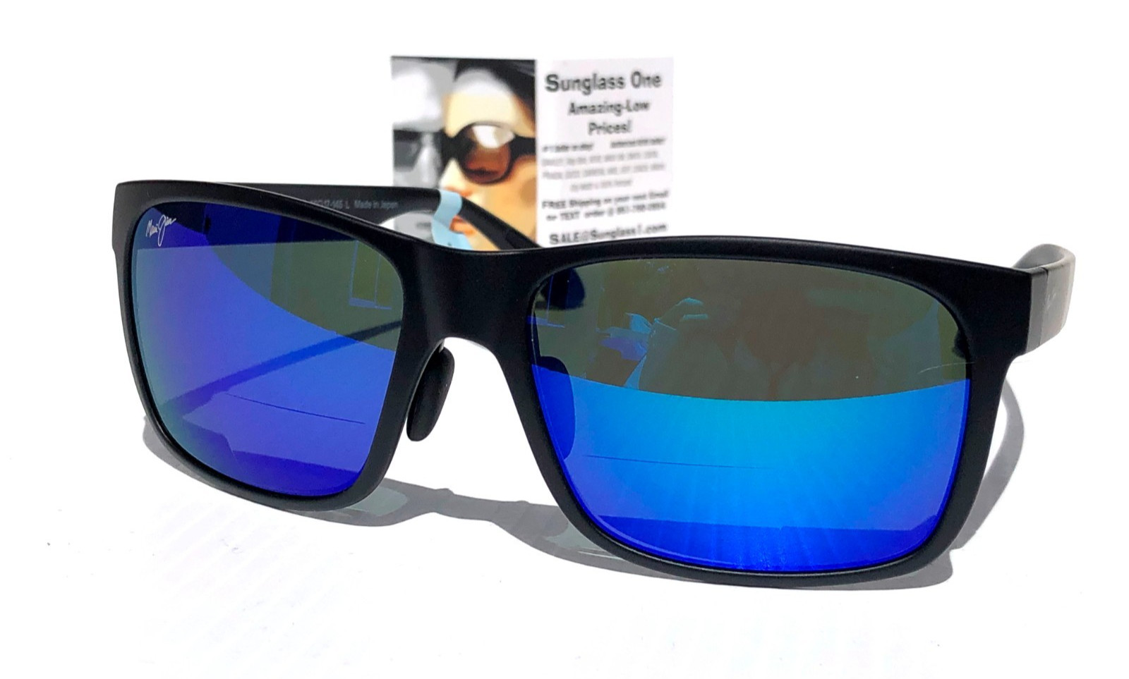 Maui Jim RED SANDS Matte Black POLARIZED Blue READERS +2.5 Sunglass B432-2M25