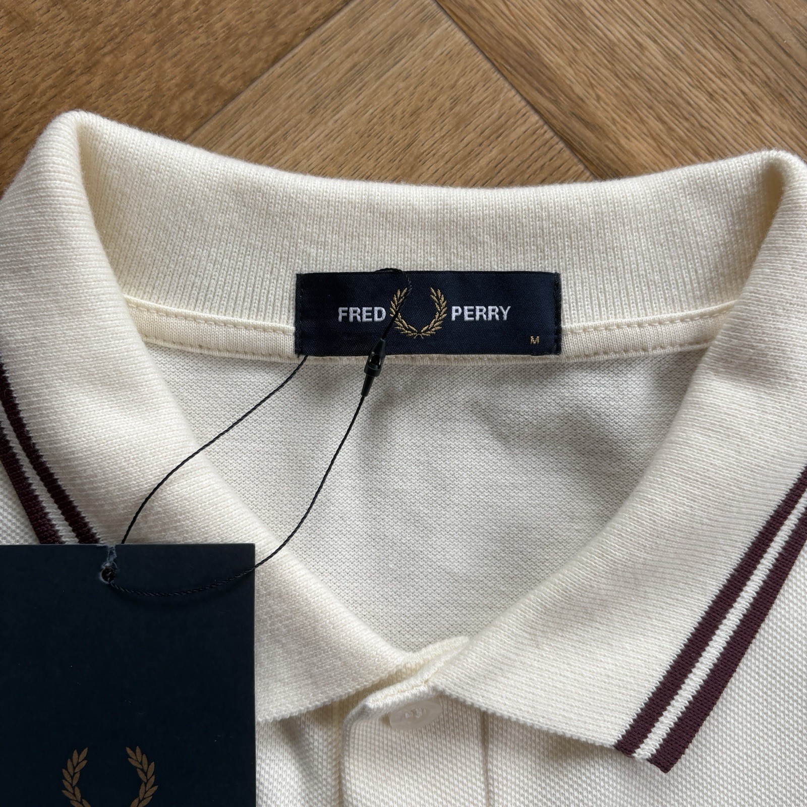 BNWT Fred Perry M3600 Short Sleeve Twin Tipped Polo Shirt Ecru Size Medium