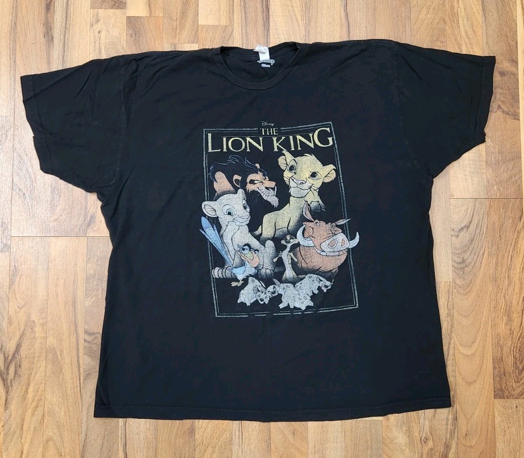 Disney The Lion King T Shirt 2XL Unisex Black Graphic Tee Simba Timon Pumbaa