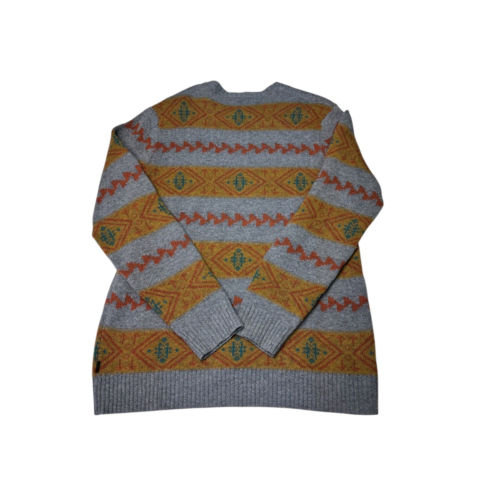 Levi Strauss Co Mens L Geometric Pattern Wool Blend Sweater Gray Orange