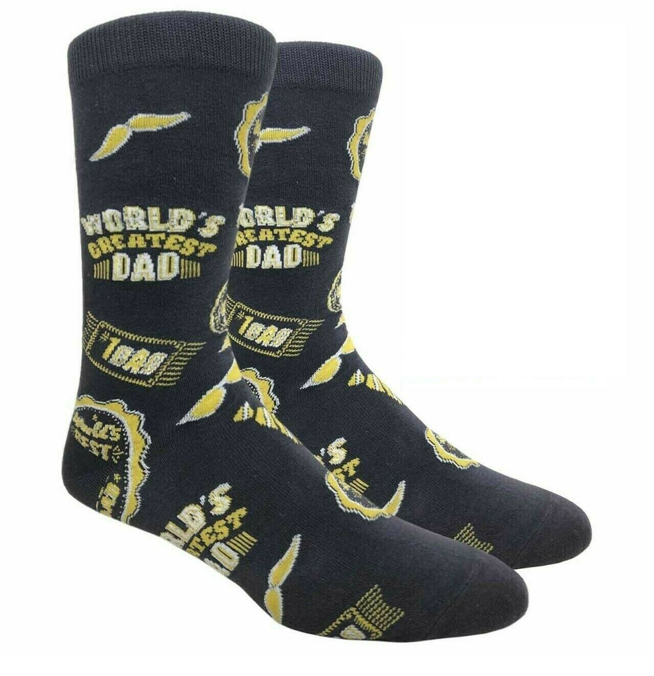 Mens Crew Socks Worlds Greatest Dad Black One Pair NWT