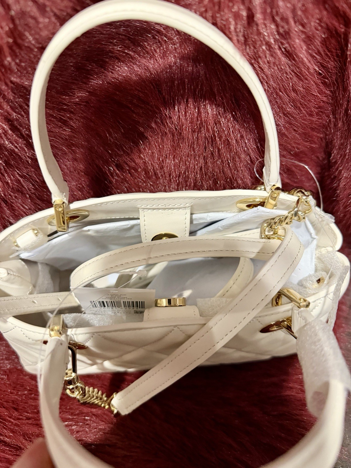 kate spade new york White Small Satchel Detachable Strap Gold