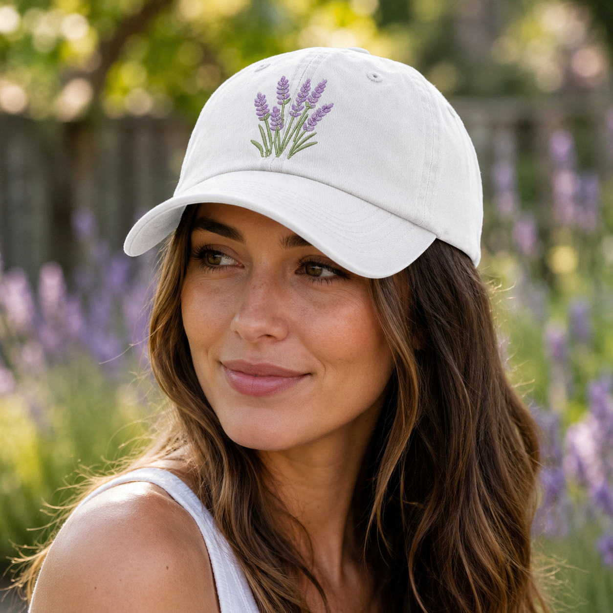 Embroidered Lavender Baseball Cap, Botanical Floral Dad Hat, Garden Style