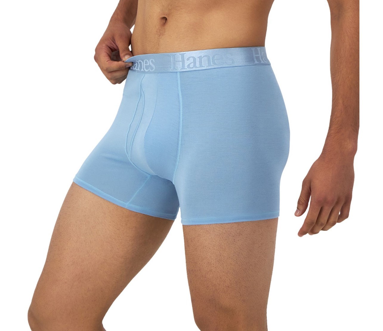 NEW~ Hanes sz M 32-34″ Mens Boxer Briefs Modern Soft Trunks Blue Blk 2 pk #29