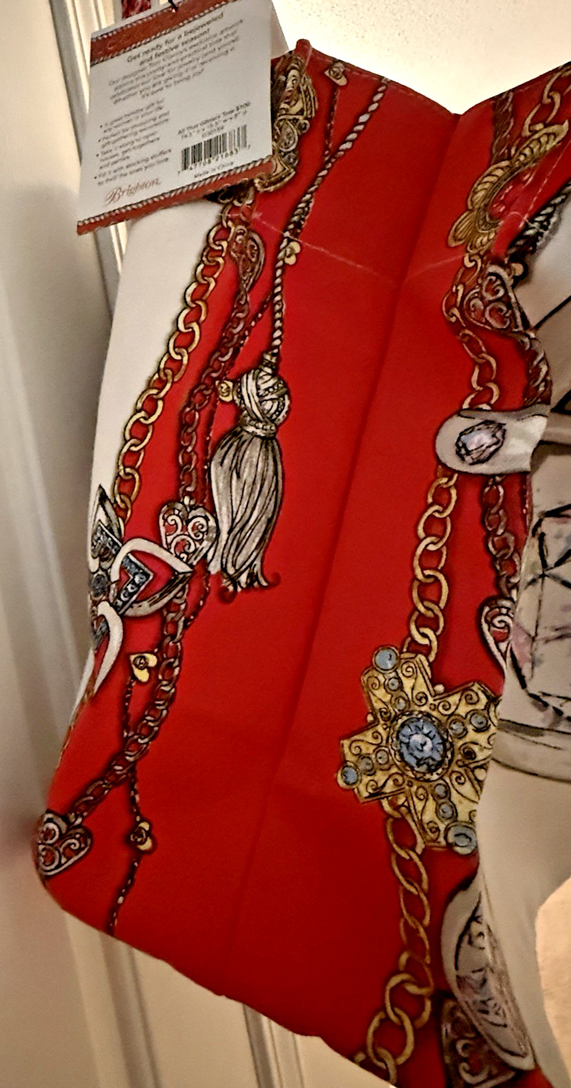 Brighton All That Glitters Canvas Tote Bag Tom Clancy Red Love Heart Jewels NWT