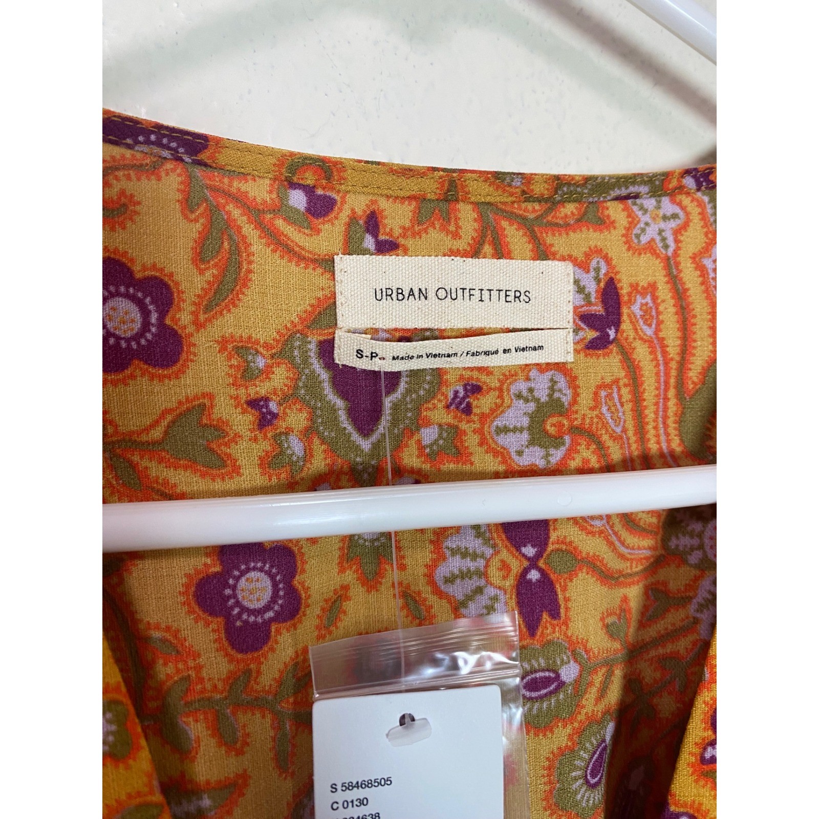 Urban Outfitters Orange Floral Paisley Retro Mod Indie Mini Dress NWT Small