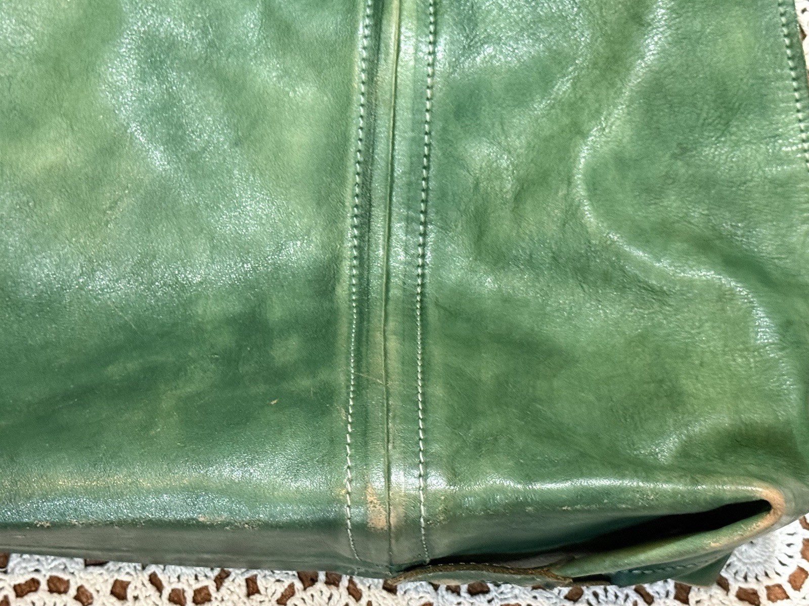 Old Trend Forest Island Green Tote Satchel Bag Purse Distressed Leather Boho