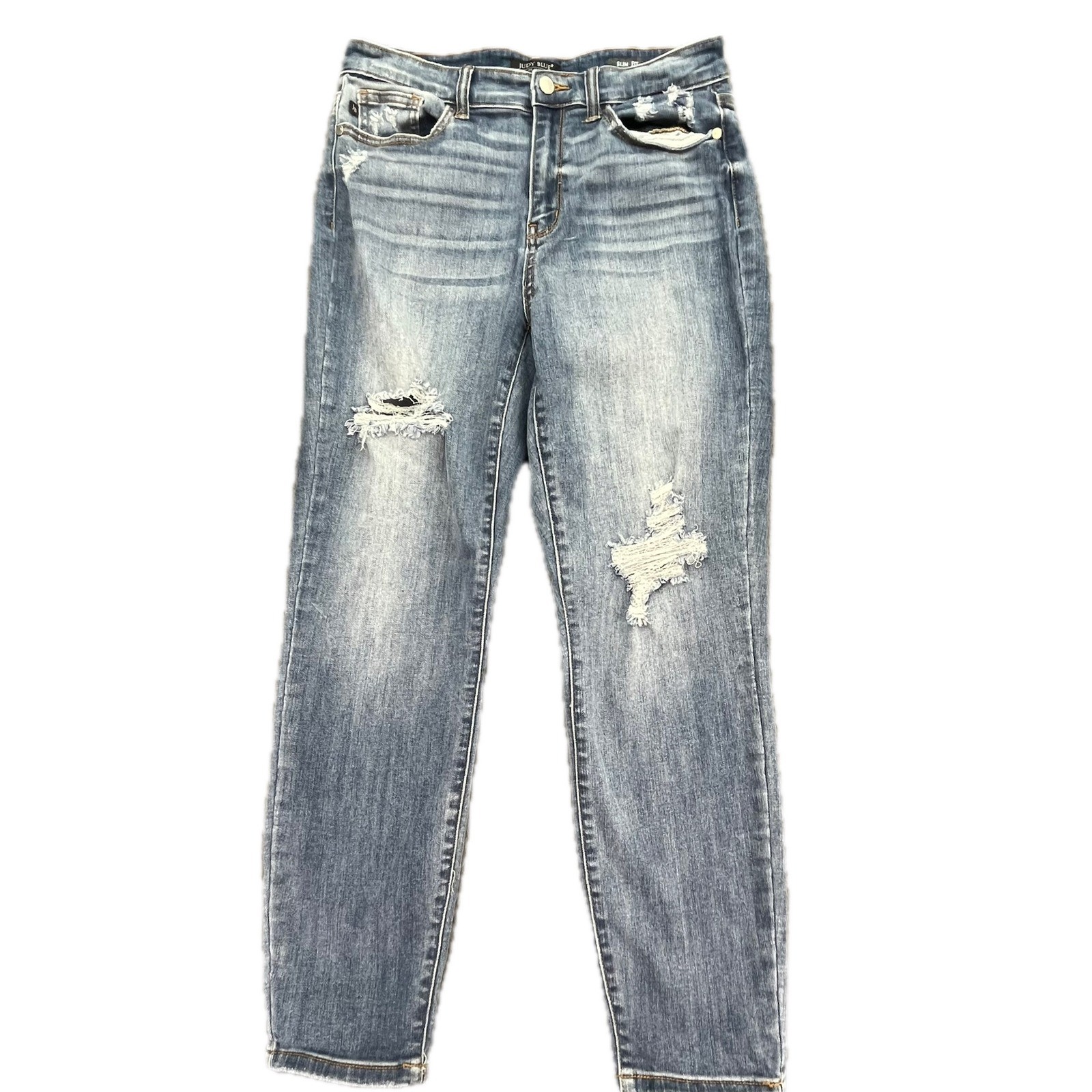 Judy Blue Distressed Slim Fit Jeans Size 9 29 Medium Wash Denim