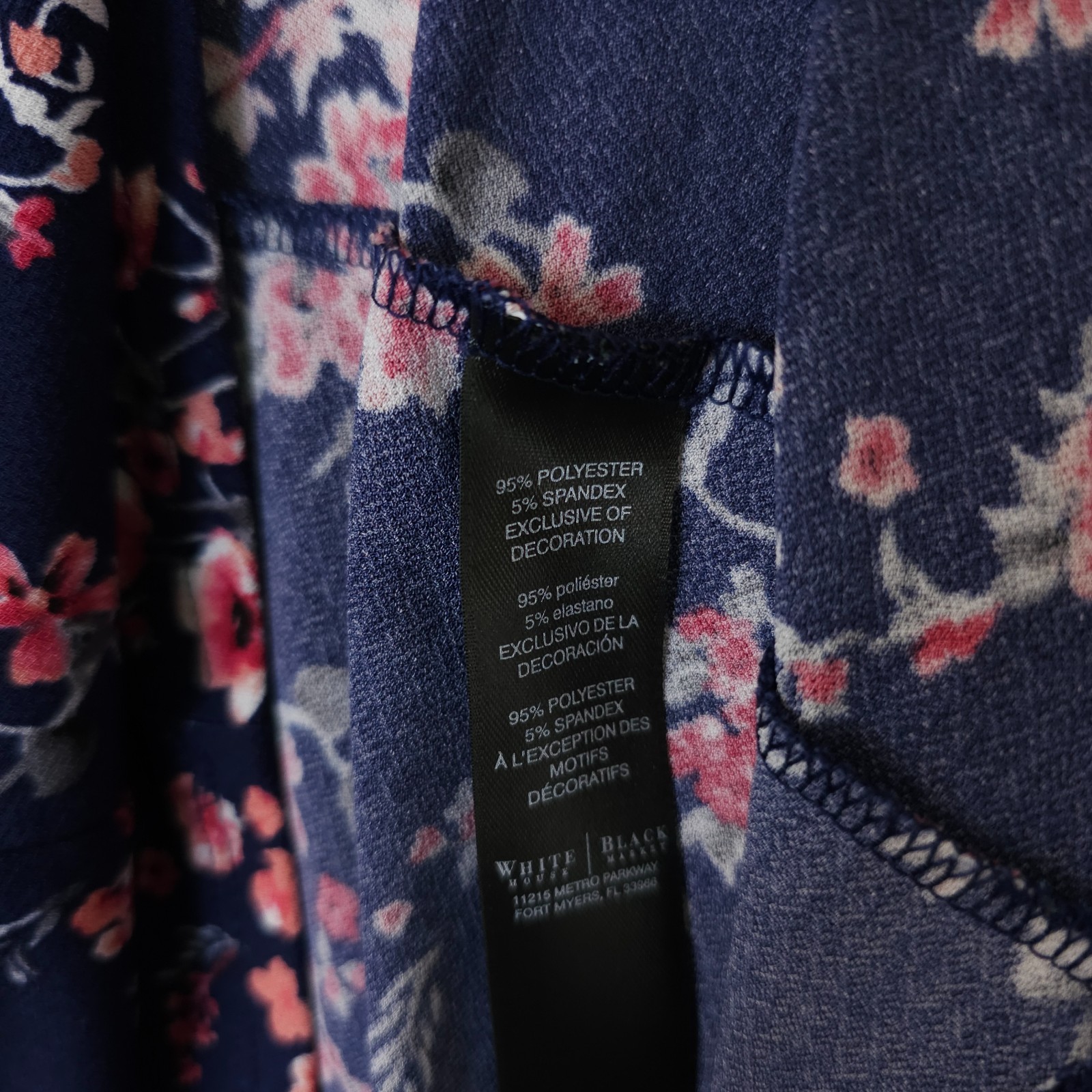 White House Black Market Shirt Womens Large Blue Floral Bell Sleeve Blouse Top