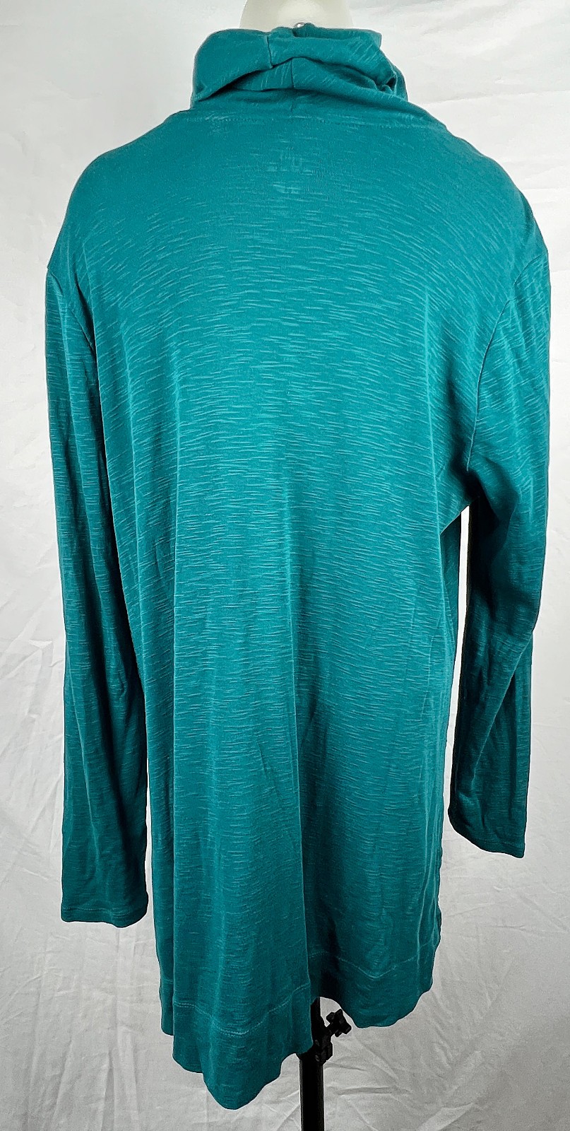 J. Jill Dark Teal Blue Slub Pima Cotton Cowl-Neck Tunic Shirt L