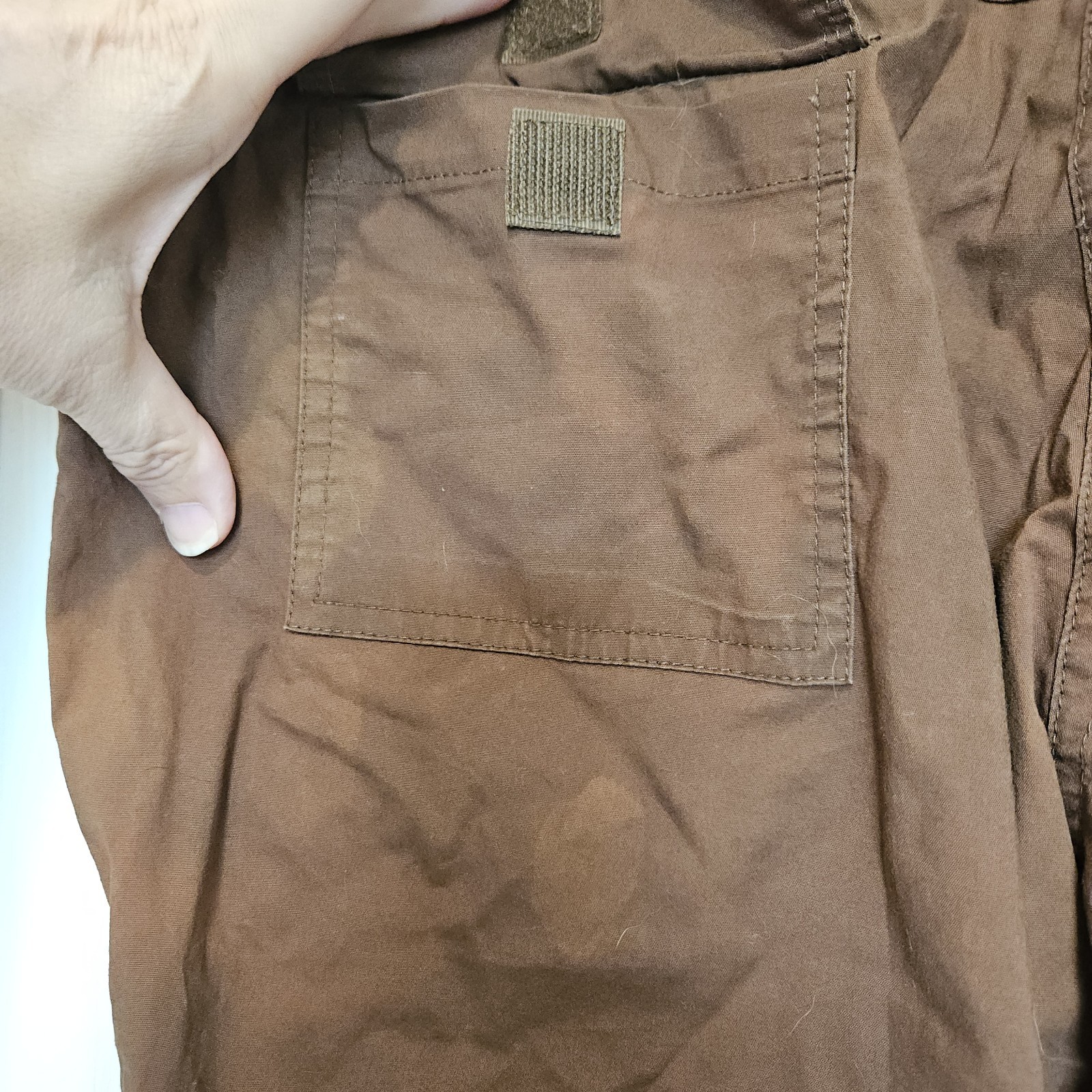 Womens Brown Distressed Wash Cargo Capri Pants Adj Drawstring Utility Hiking L