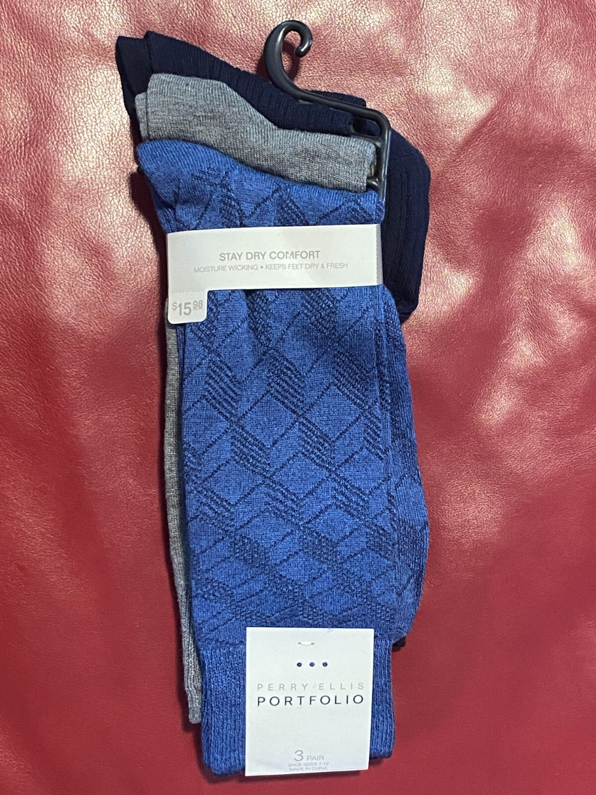 $16 PERRY ELLIS Dress Socks | 3 Pair | Blue Grey | Shoe 7-12 Sock 10-13