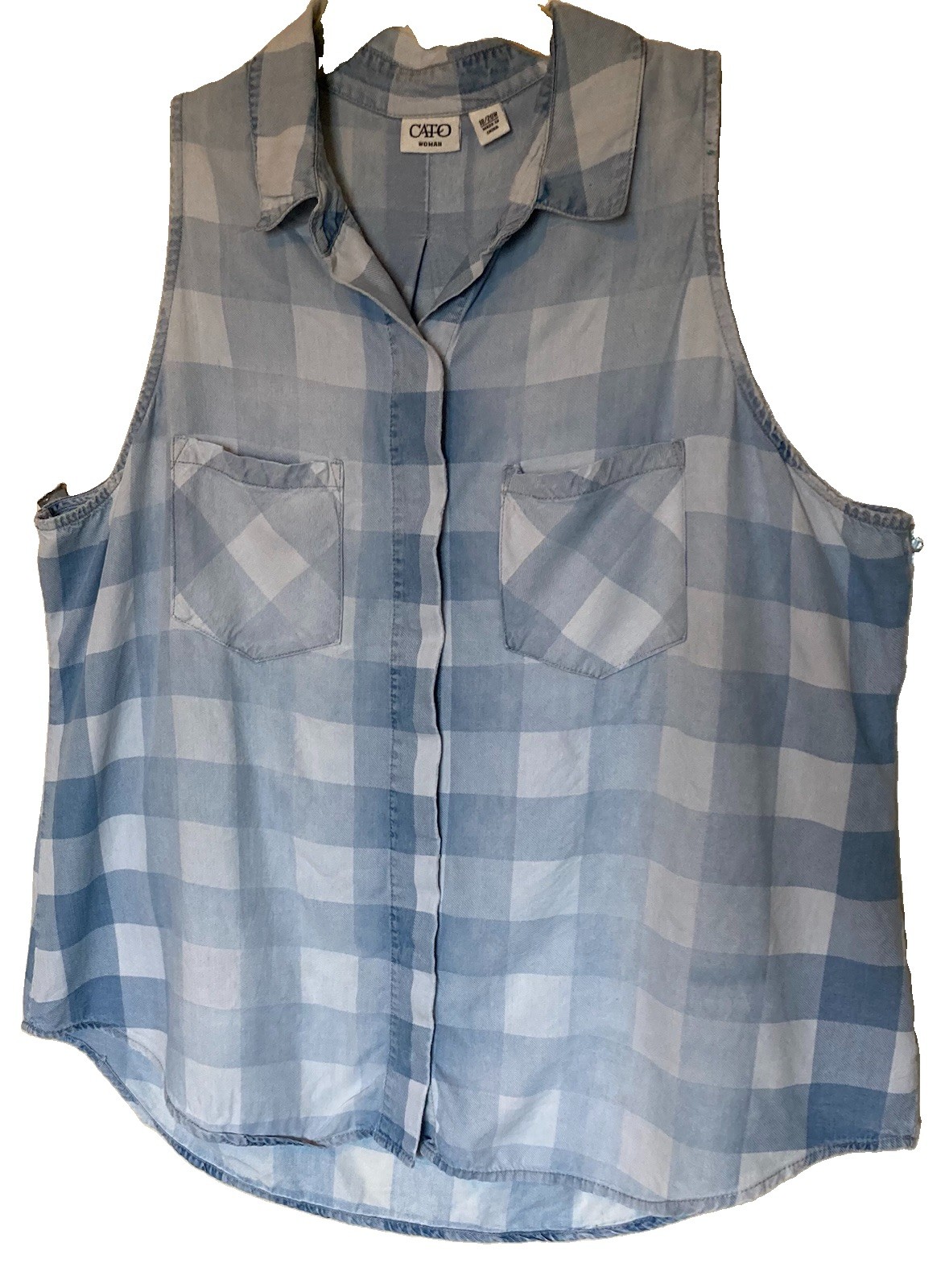 Cato Snap Western Blue Plaid Top 18/20, Cotton