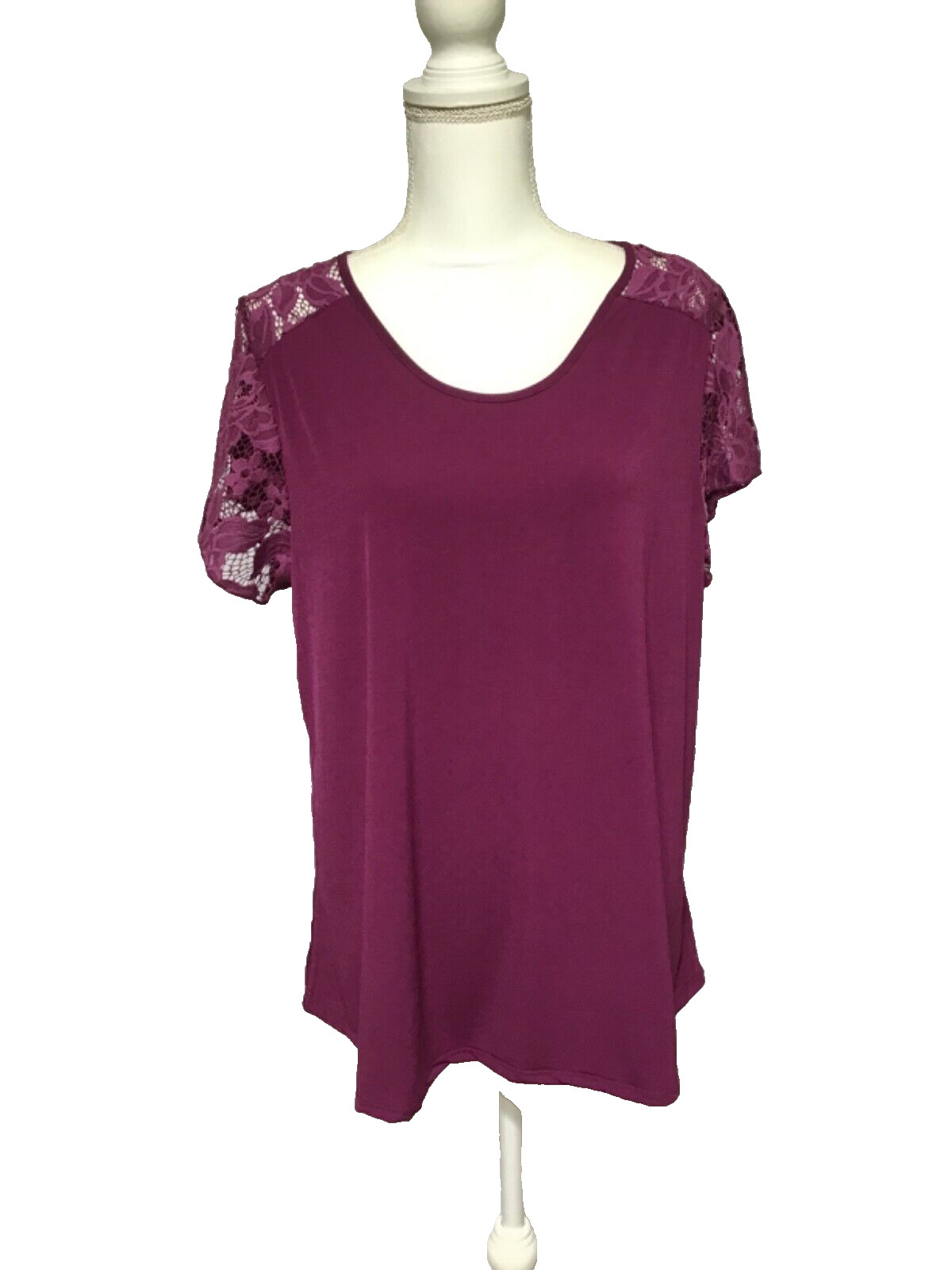 Always Indigo Shirt Top Womens Plus 1X Dark Magenta Lace Career Minimalist