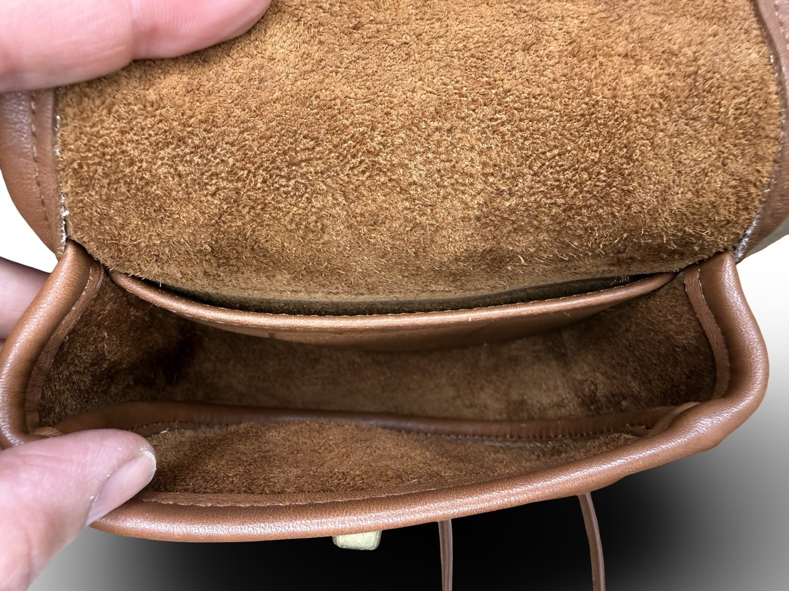 Coach 9826 Tan Leather Crossbody Belt pouch Saddle Bag with Gold Hardware