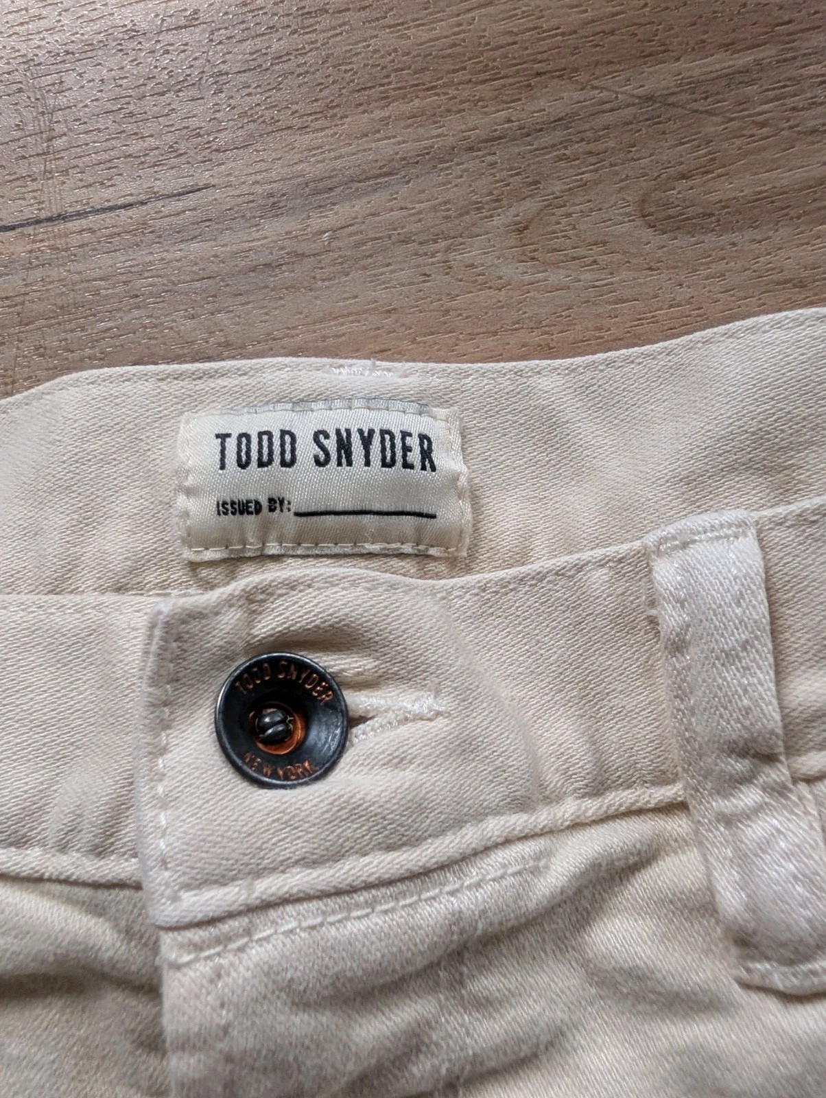 Todd Snyder Chino Pants Mens 32×30 Cream Slim Fit 5-Pocket Stretch Beige Jeans